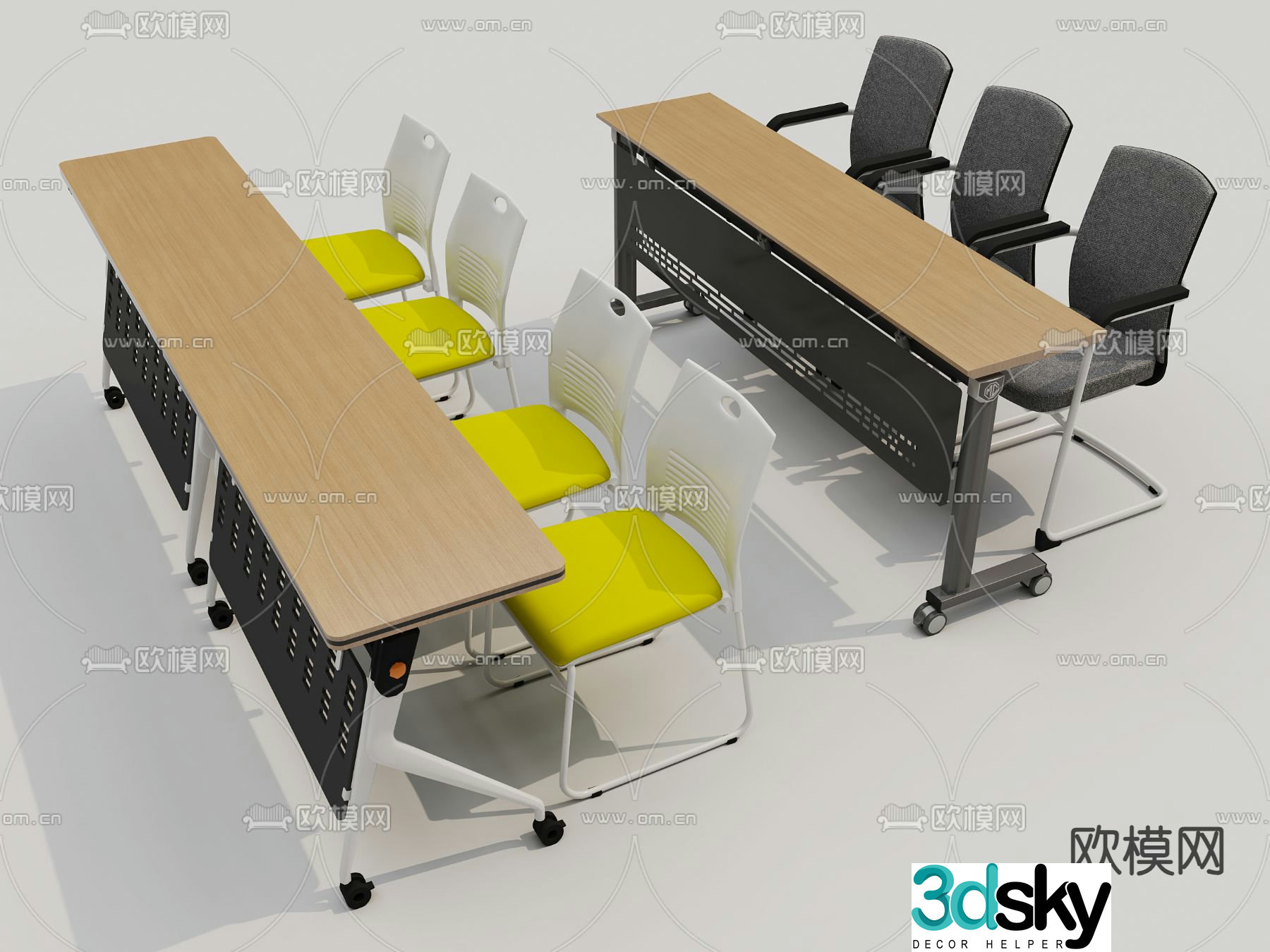 Training tables and chairs conference tables desks and chairs 3D model