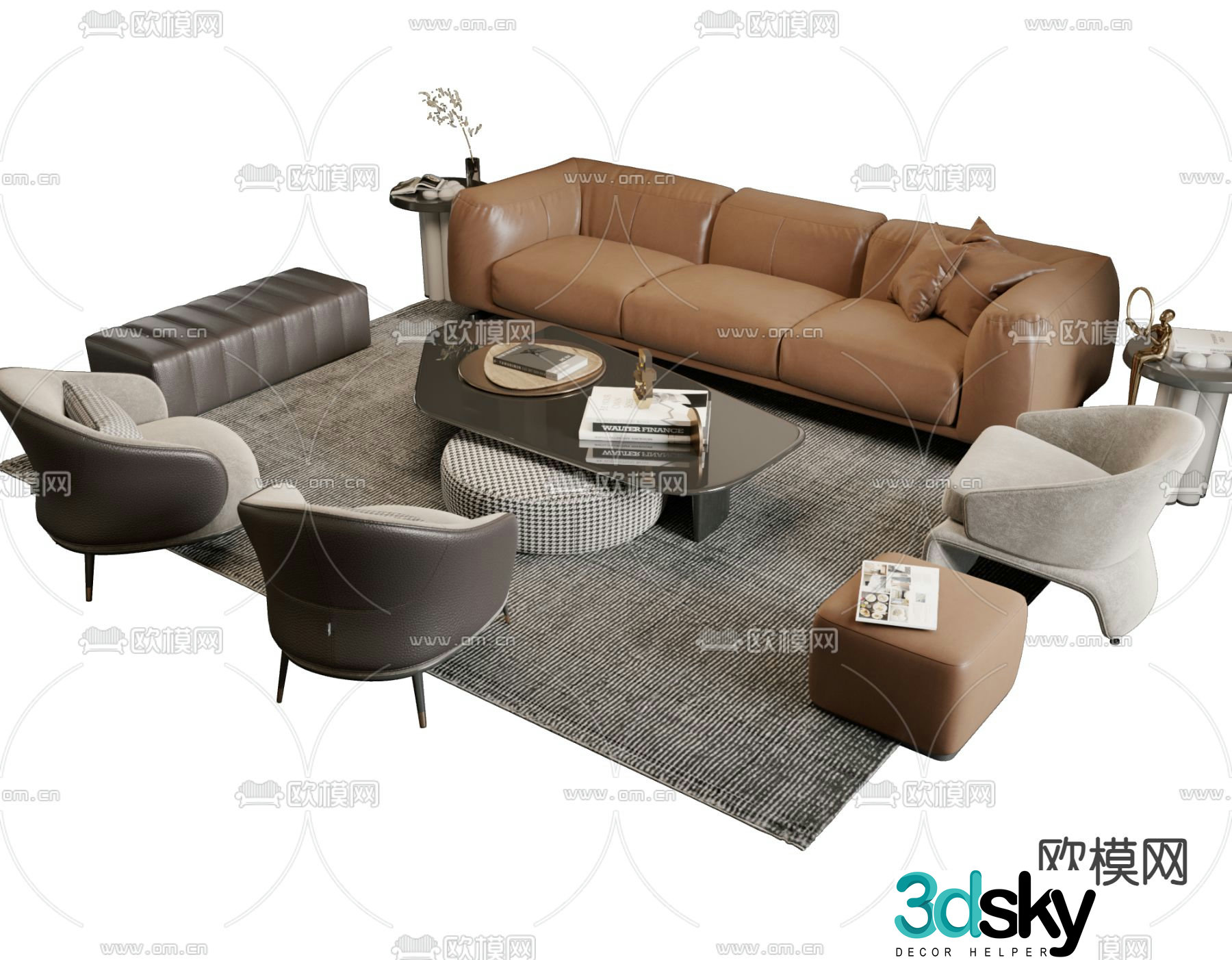 Modern sectional sofa 3d model