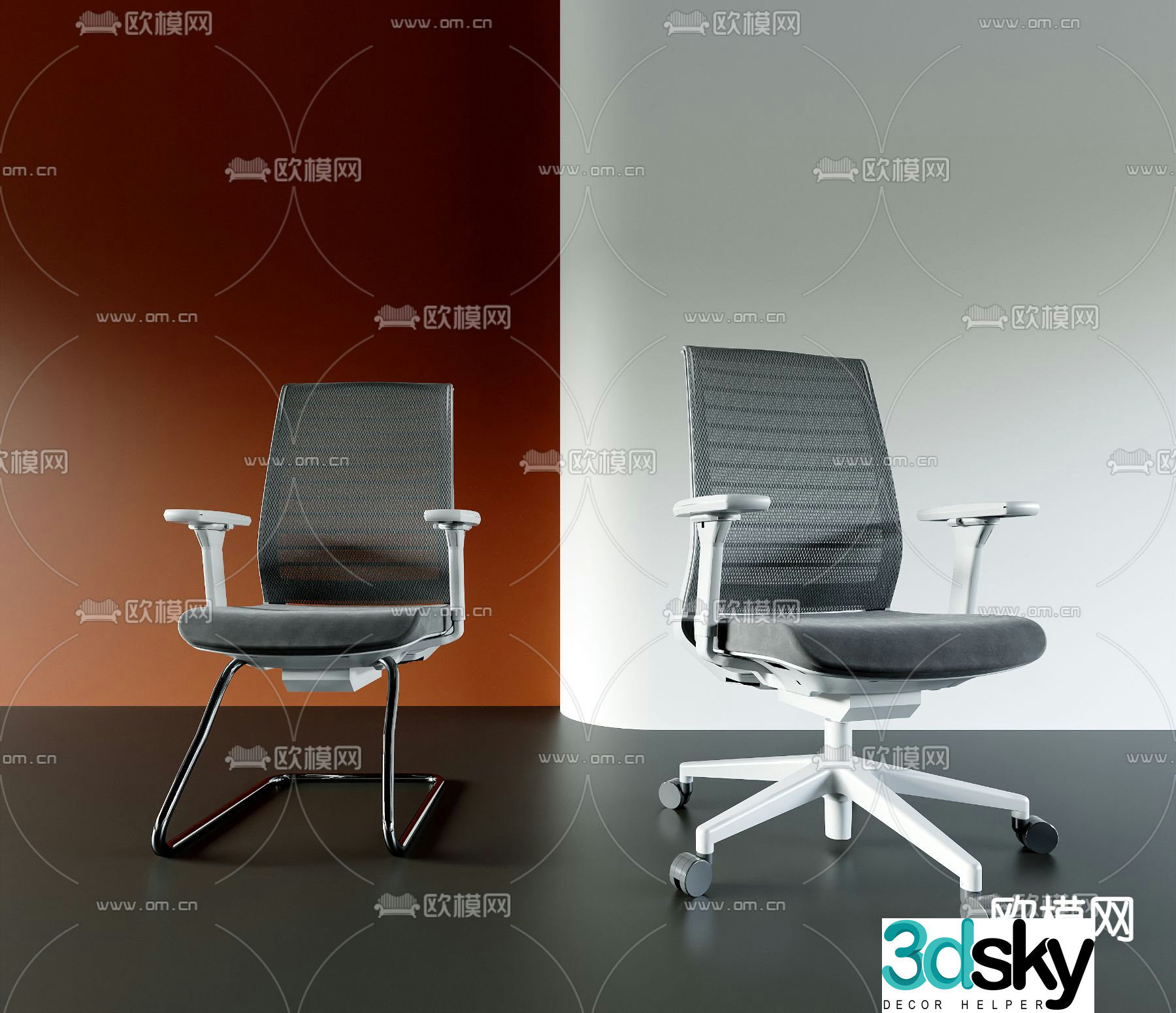Mesh office chair shift chair staff chair 3D model