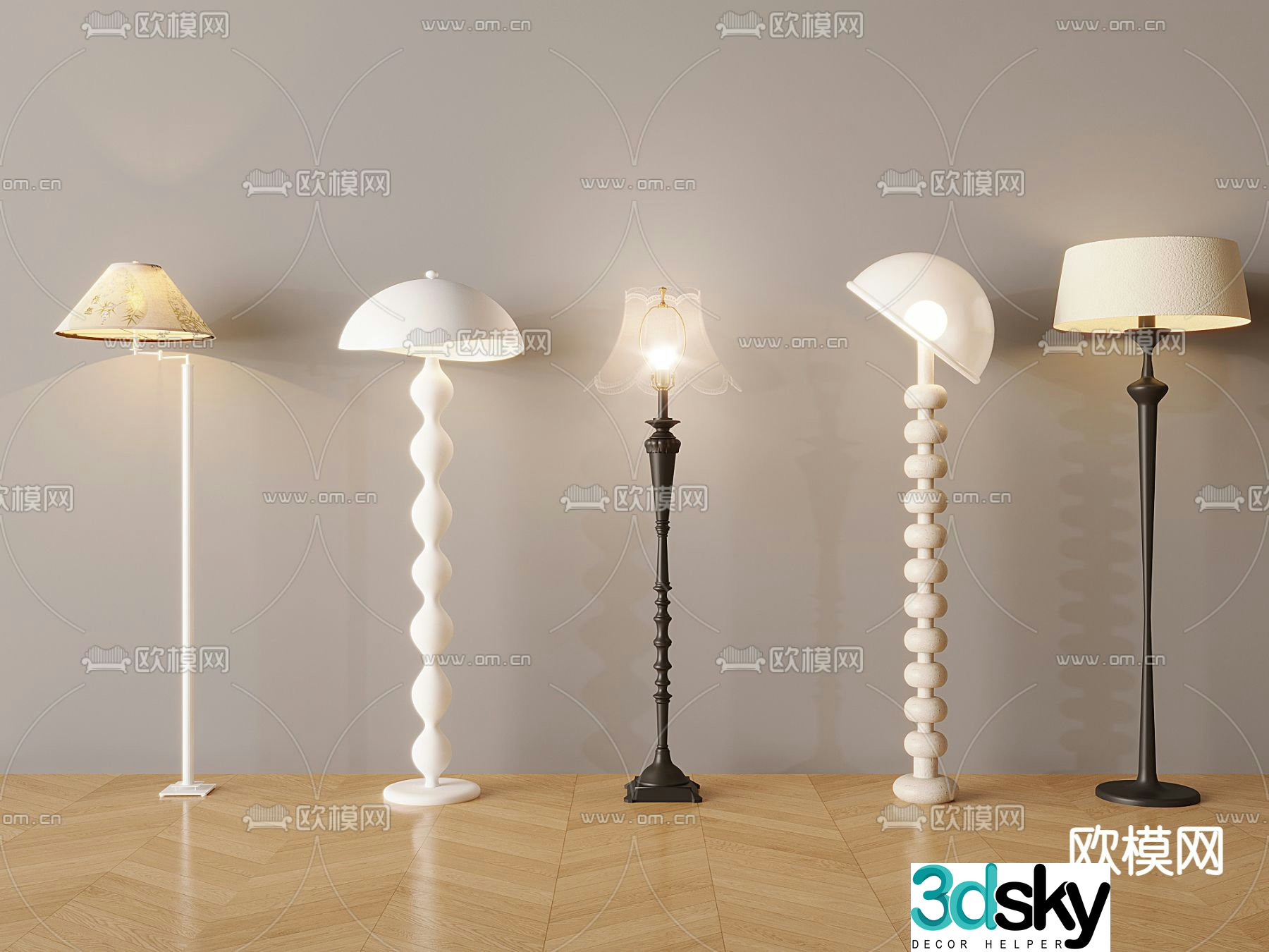 Creamy wind floor lamp Mushroom floor lamp 3d model
