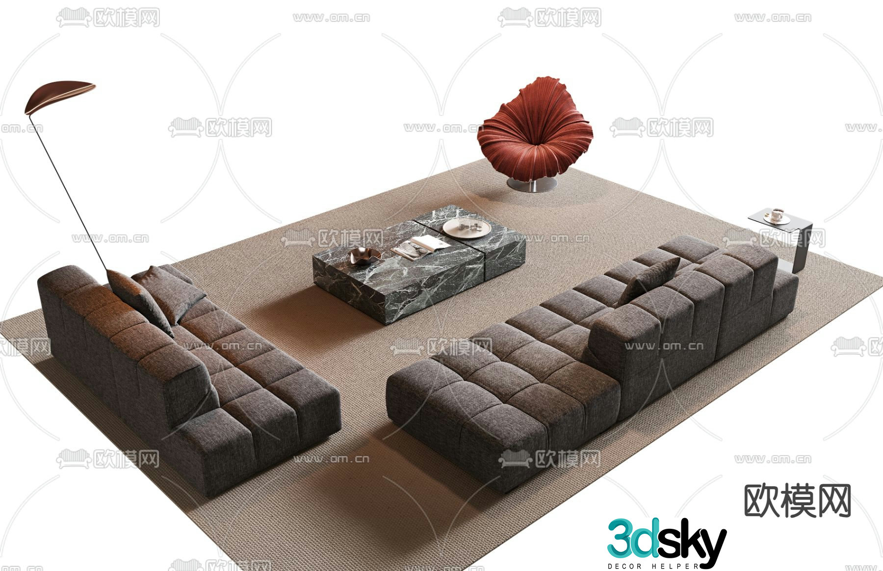 Modern sectional sofa 3d model