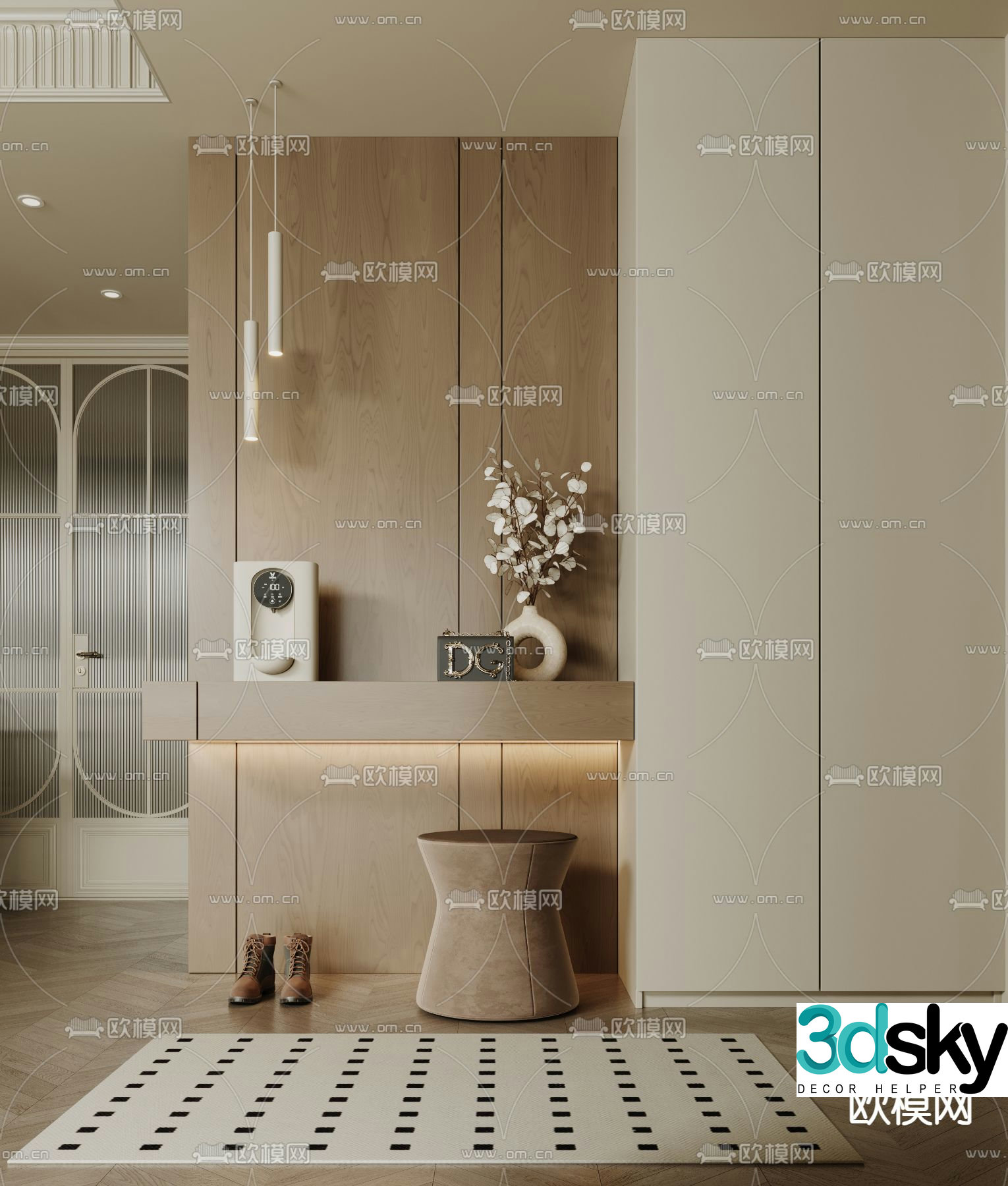 3D model of the entrance shoe cabinet