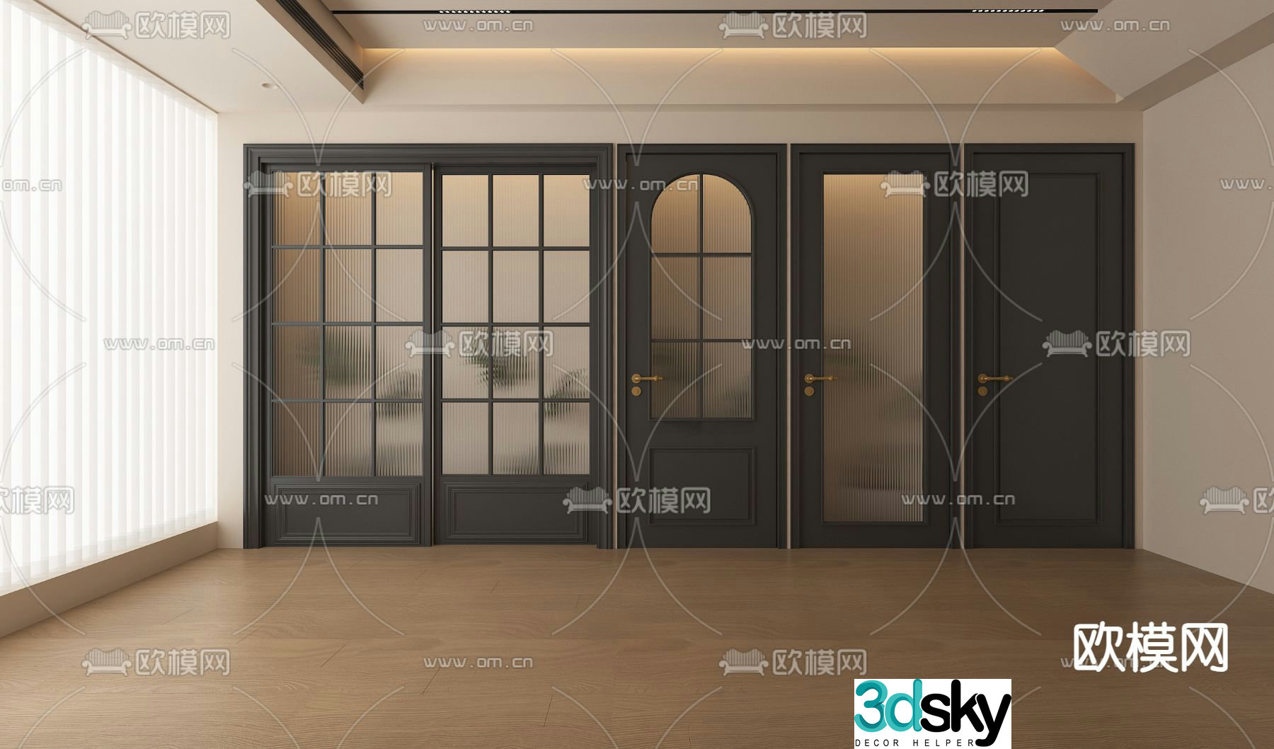 French door Changhong glass door sliding door kitchen door 3d model