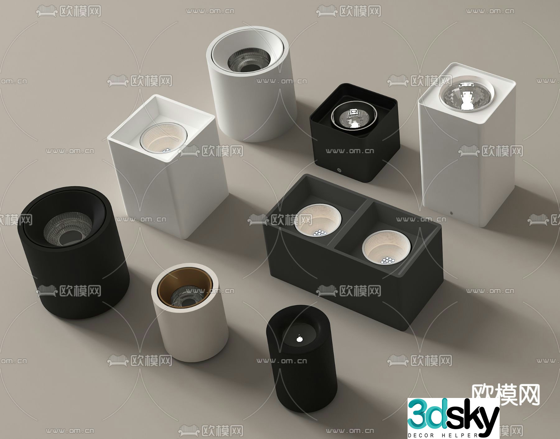 Downlight Spotlight Bull’s Eye Lamp Long Downlight 3d model