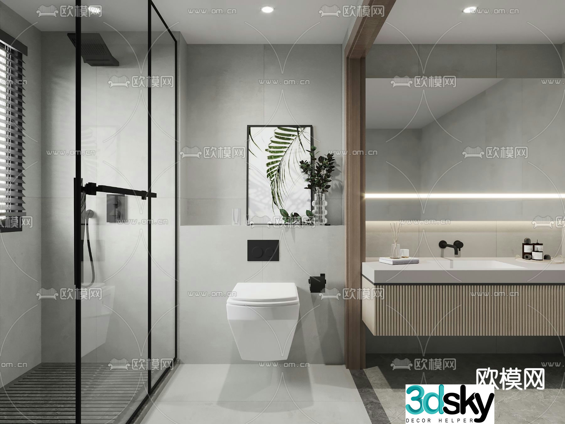 Modern bathroom bathroom toilet 3d model