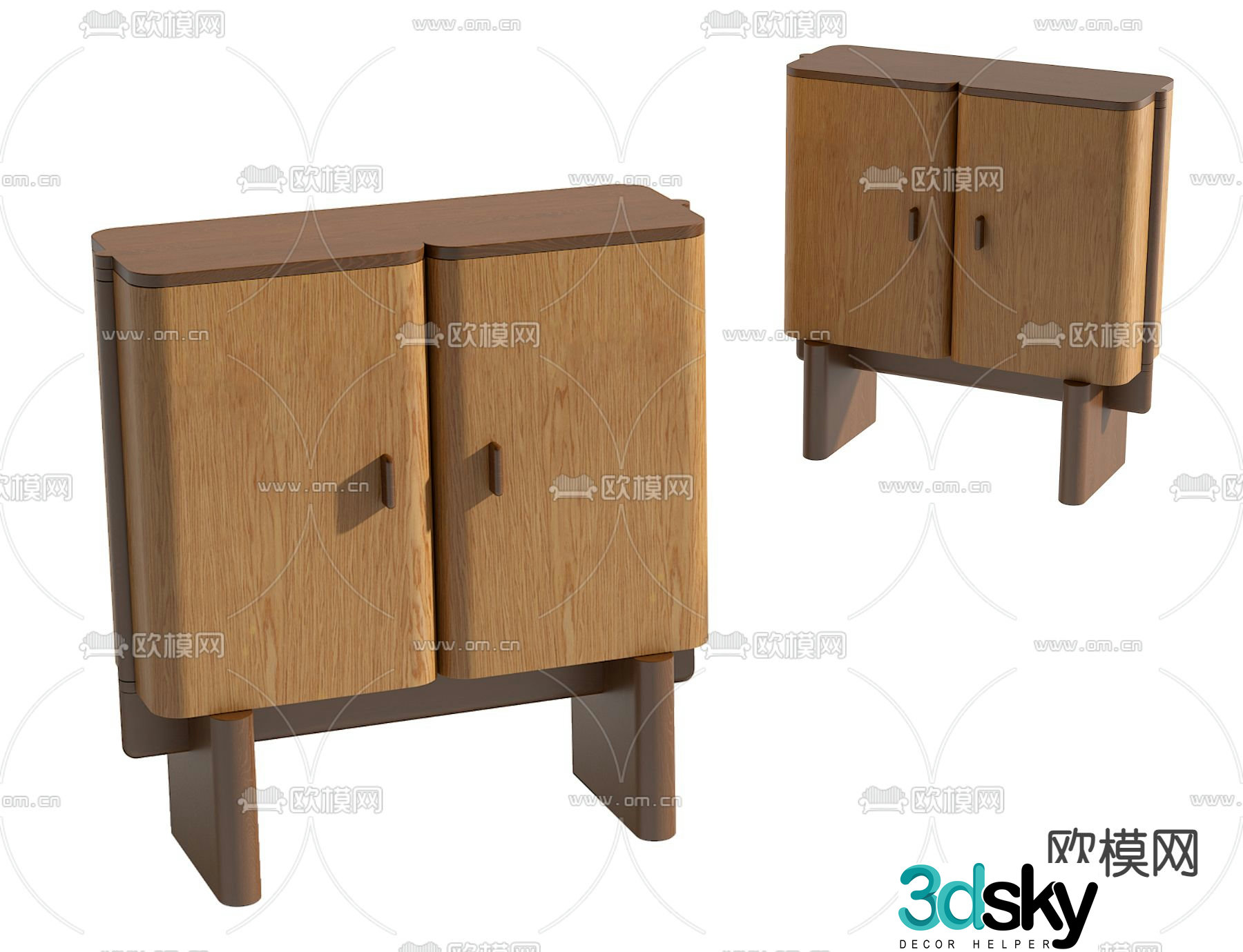 Medieval style bedside table 3d model