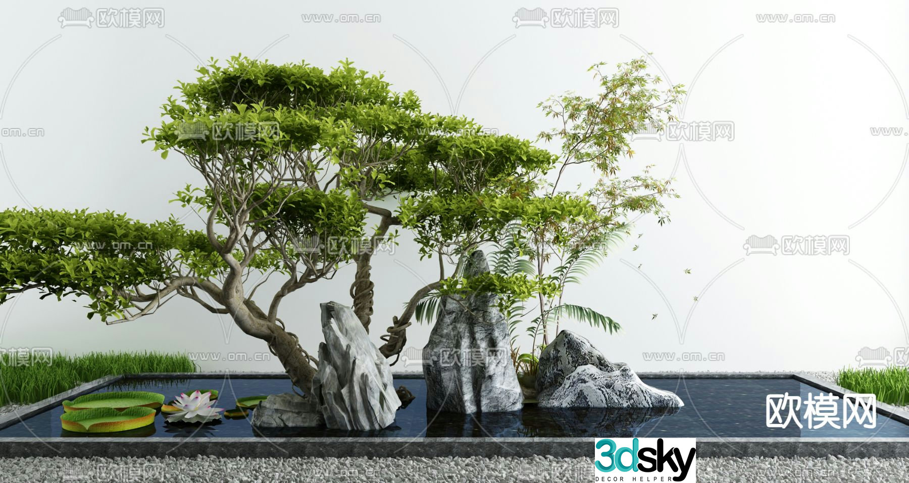Courtyard sketch rockery landscape sketch 3D model
