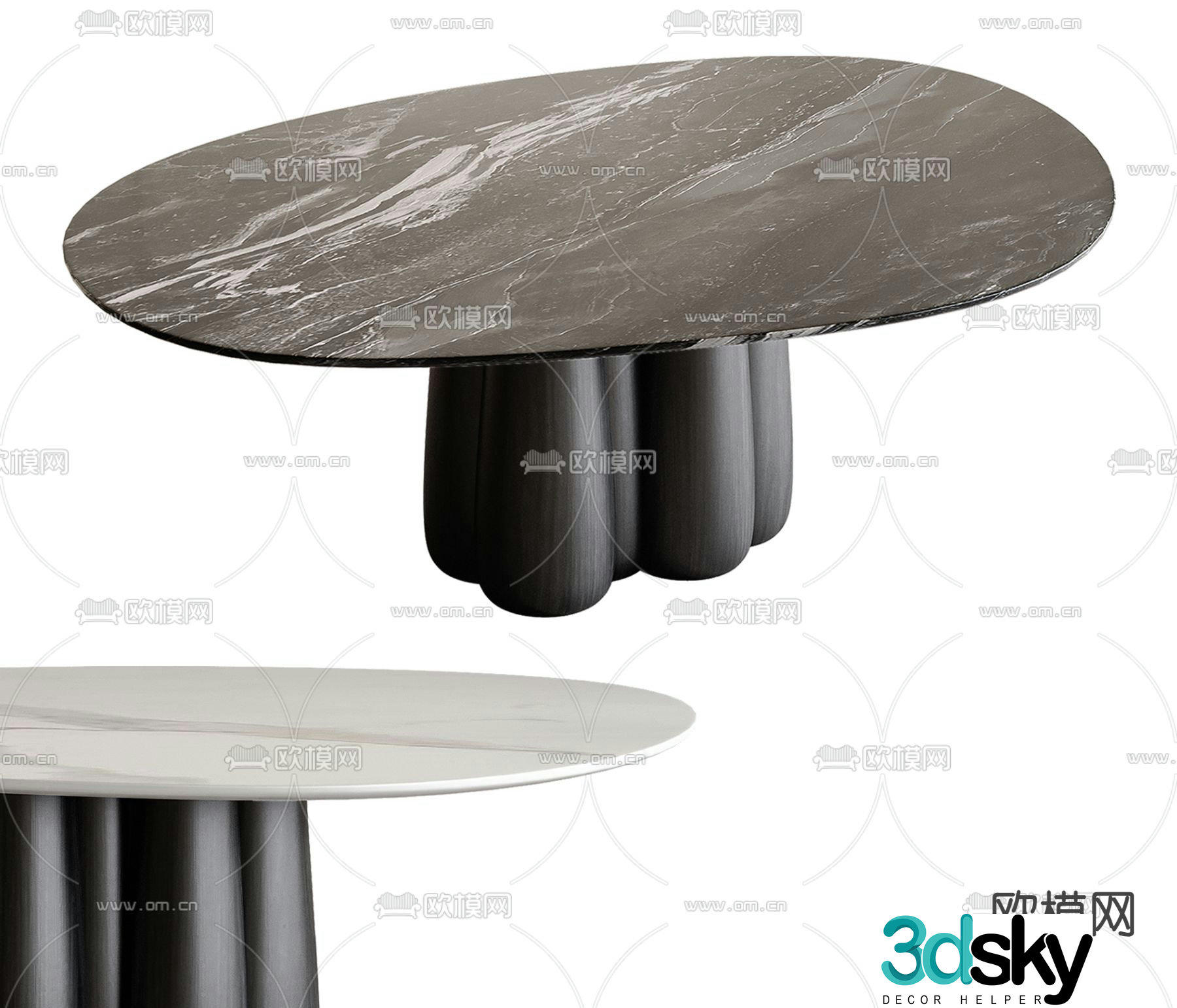Round dining table 3d model