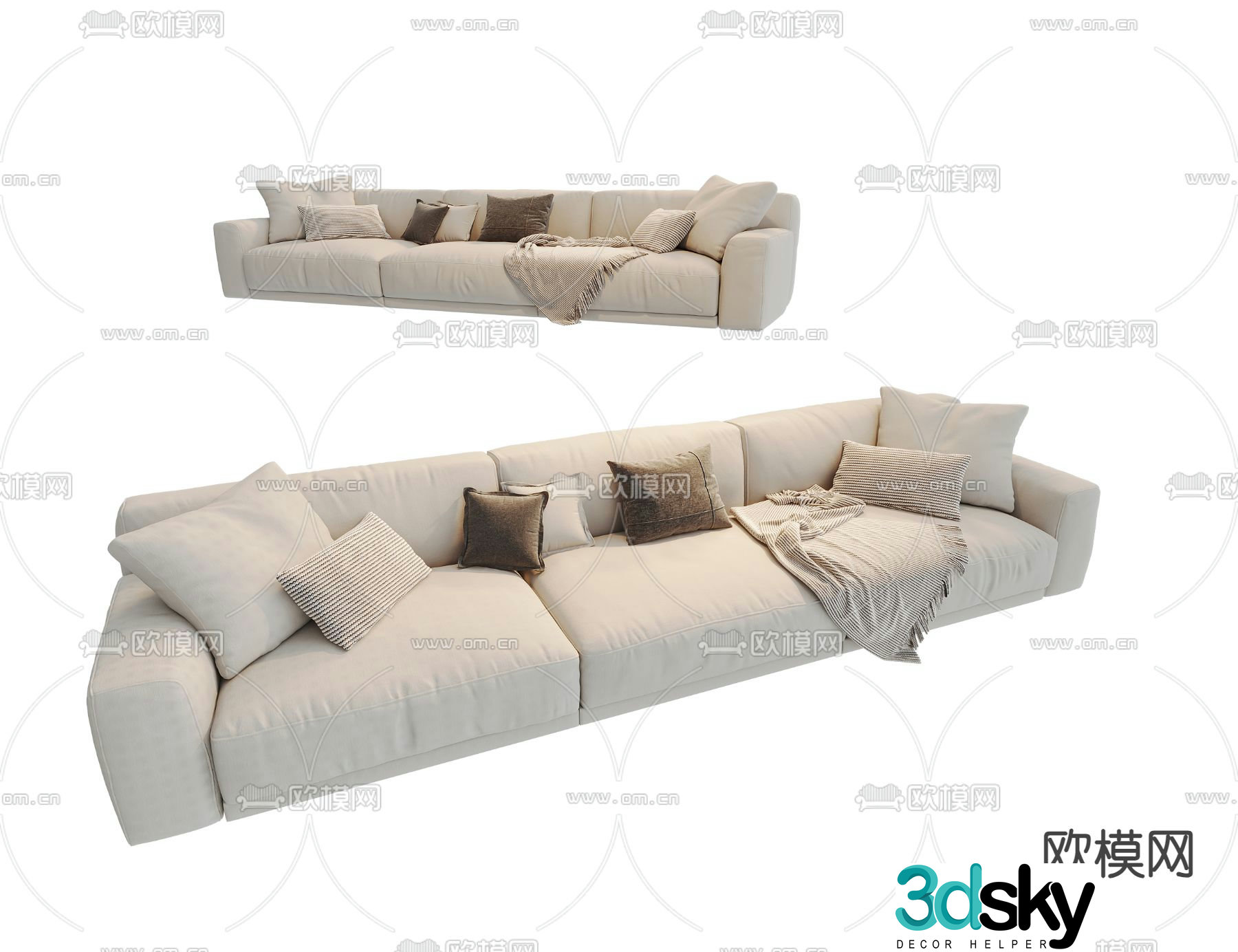 Three person sofa multi person sofa 3d model