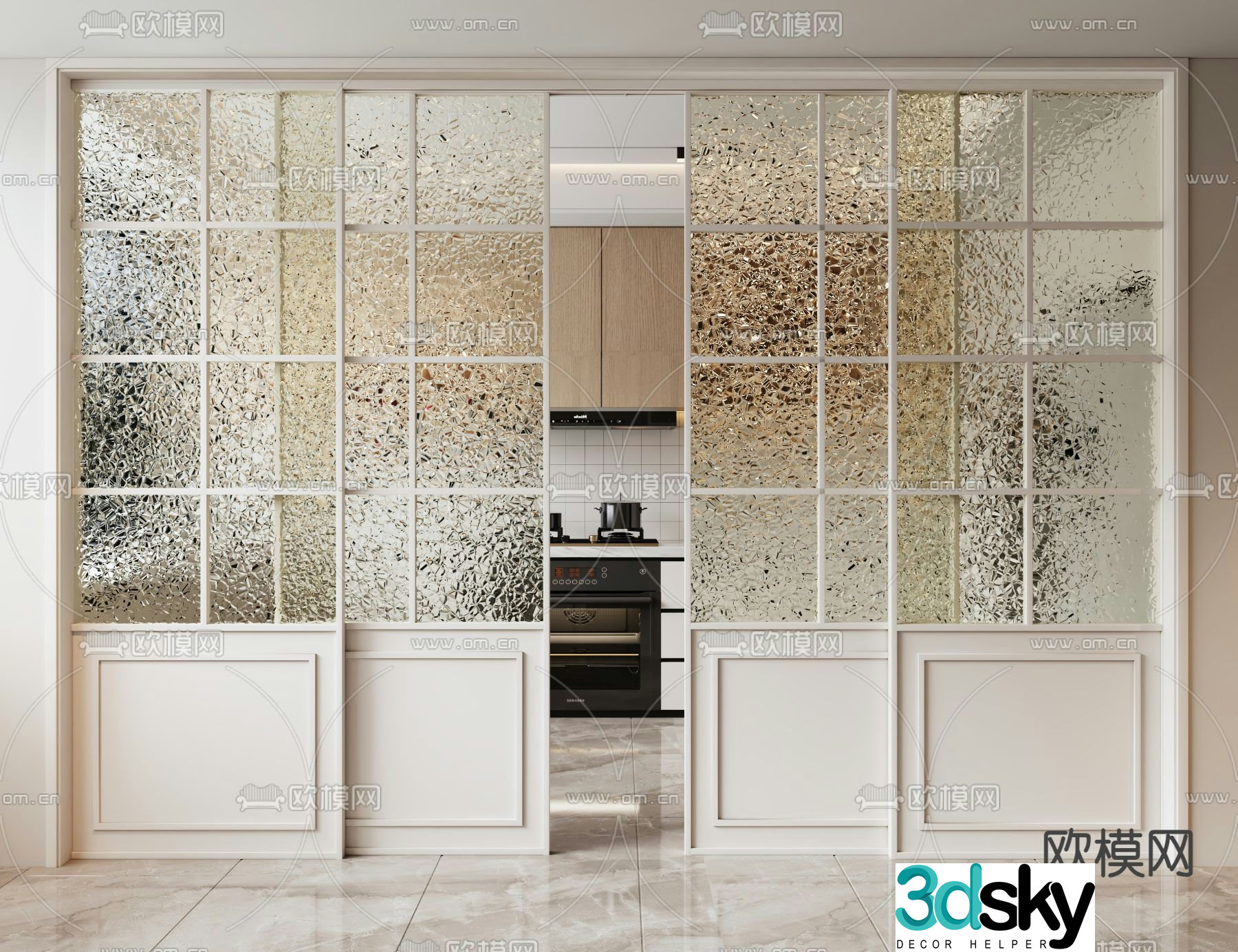 French door Changhong glass door Kitchen door Sliding door 3D model