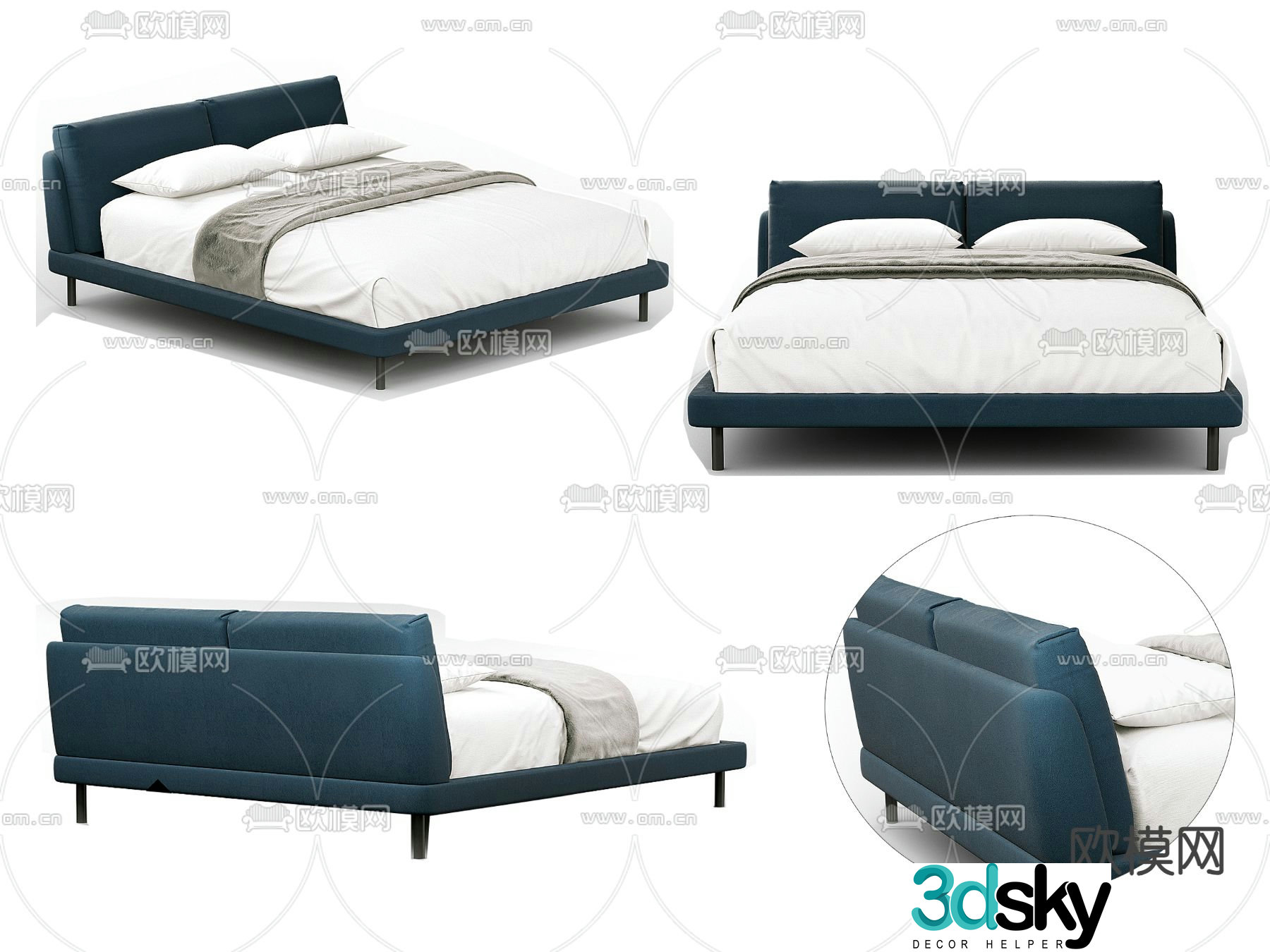 Modern double bed 3d model