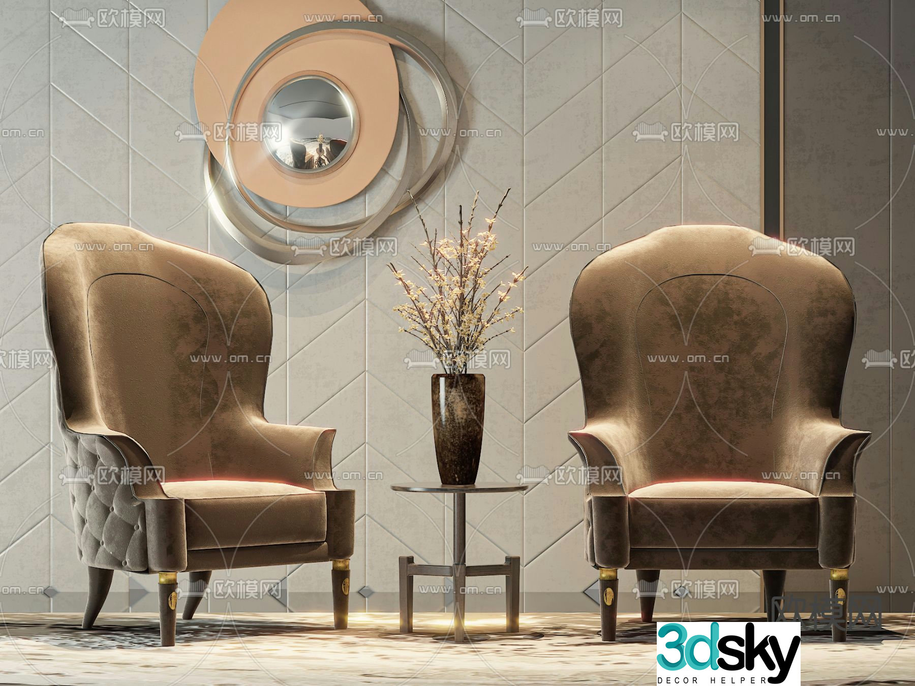 Simple European sofa chair leisure chair 3d model