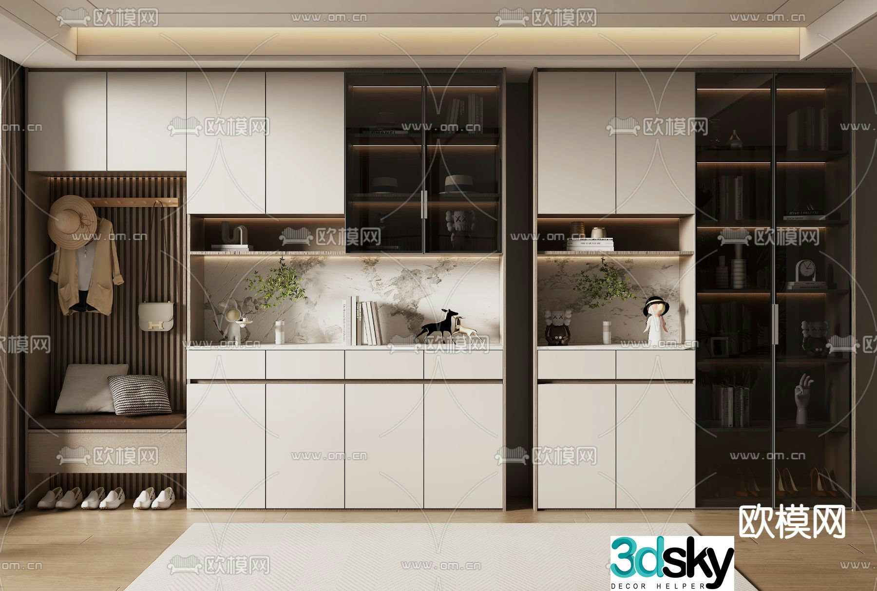 Modern wine cabinet sideboard shoe cabinet 3D model
