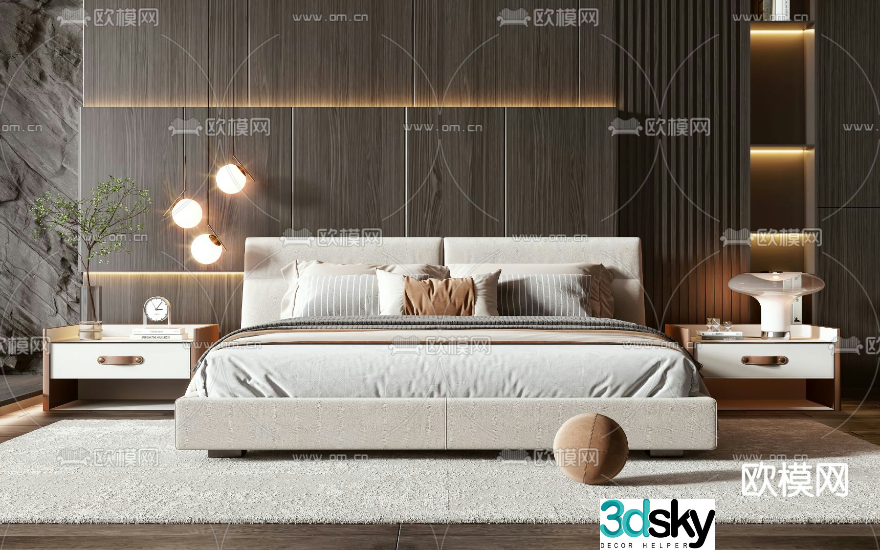 Modern double bed 3d model