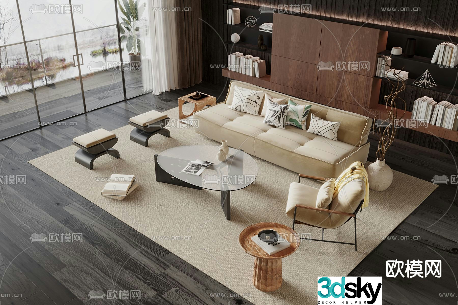 Medieval style modular sofa 3D model