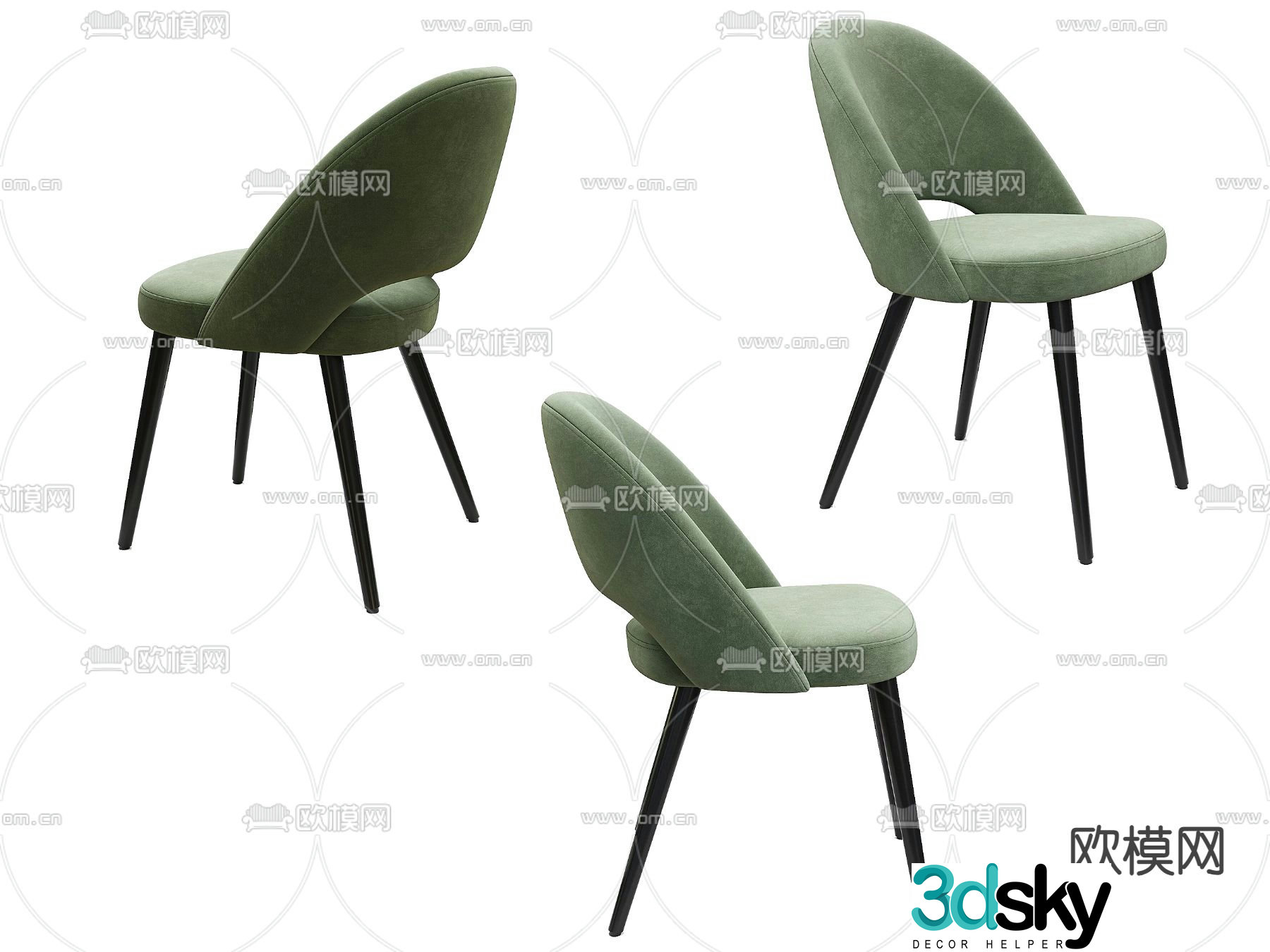 Simple chair dining chair 3d model