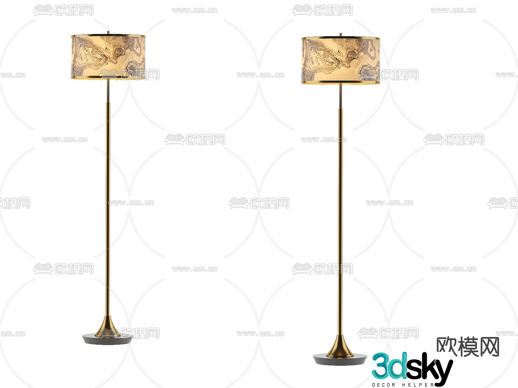 Light luxury floor lamp New Chinese style floor lamp 3D model