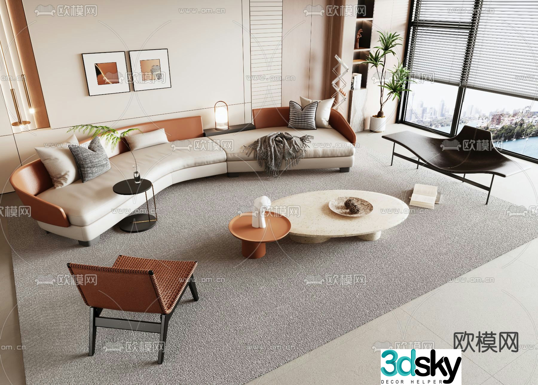 Modern modular sofa curved sofa 3d model