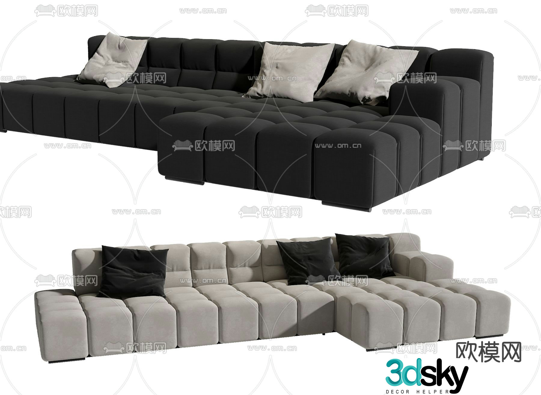 Multi-person sofa corner sofa 3d model