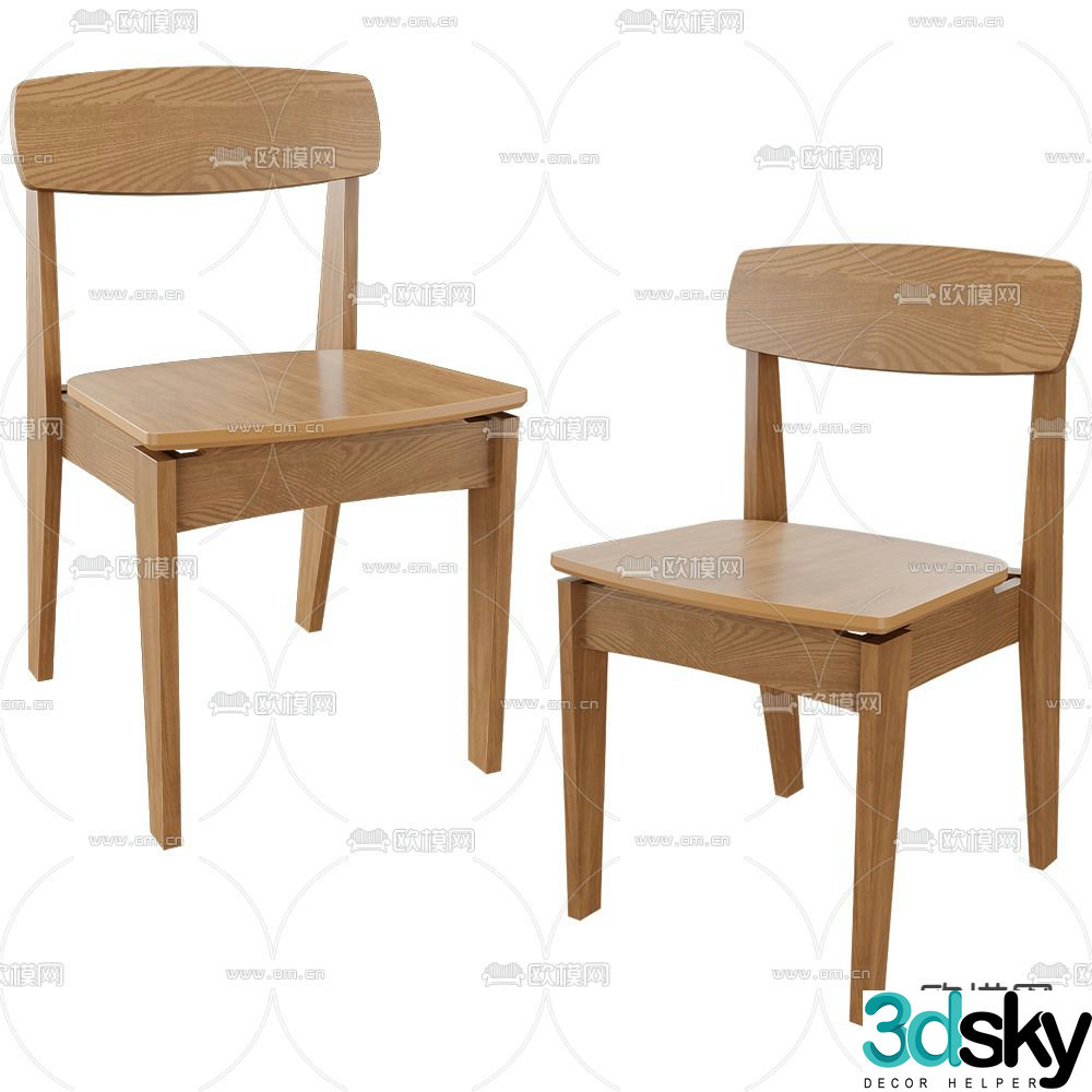 Wasabi chair dining chair wooden chair 3d model