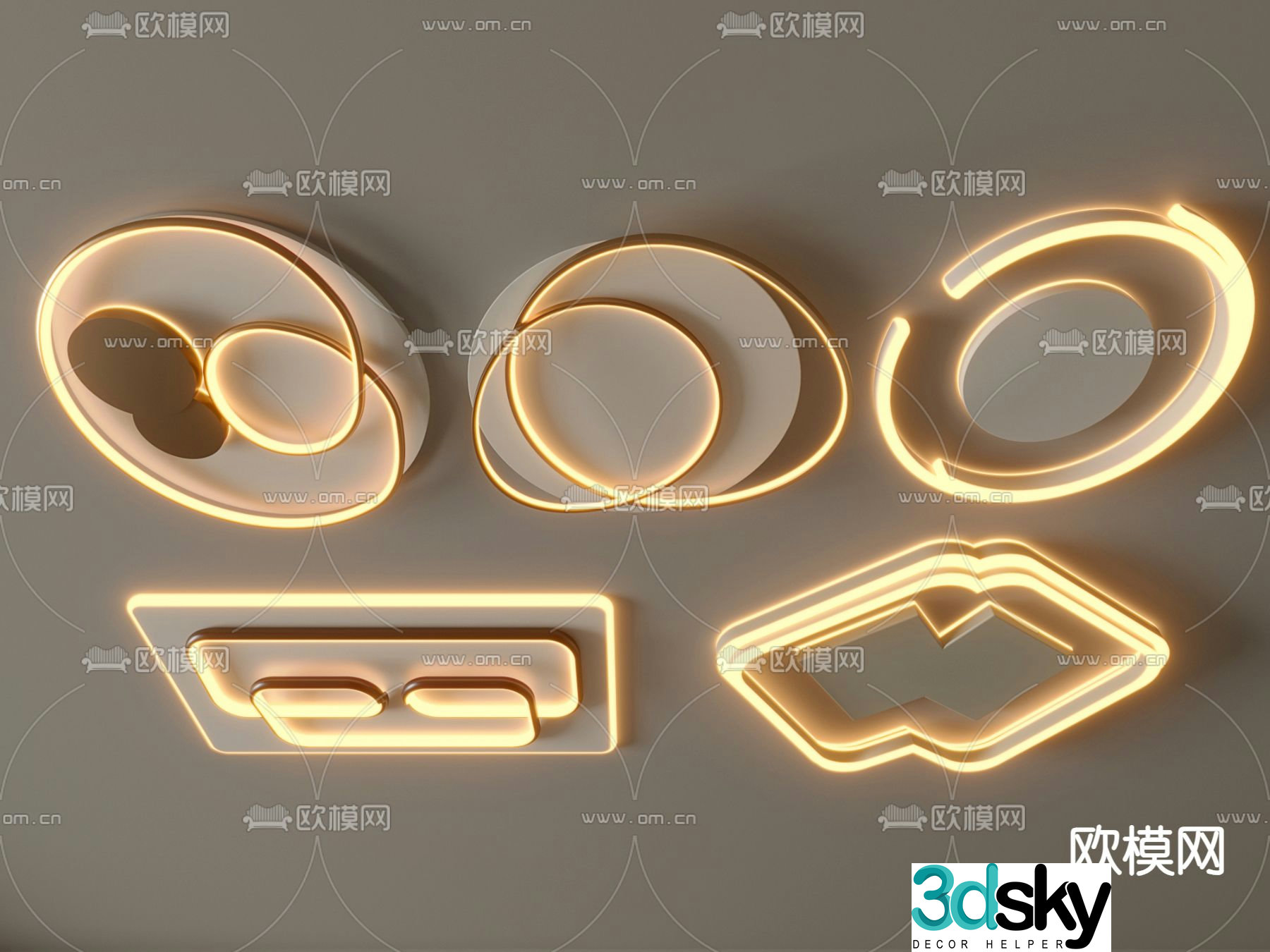 Round ceiling lamp bedroom lamp 3d model