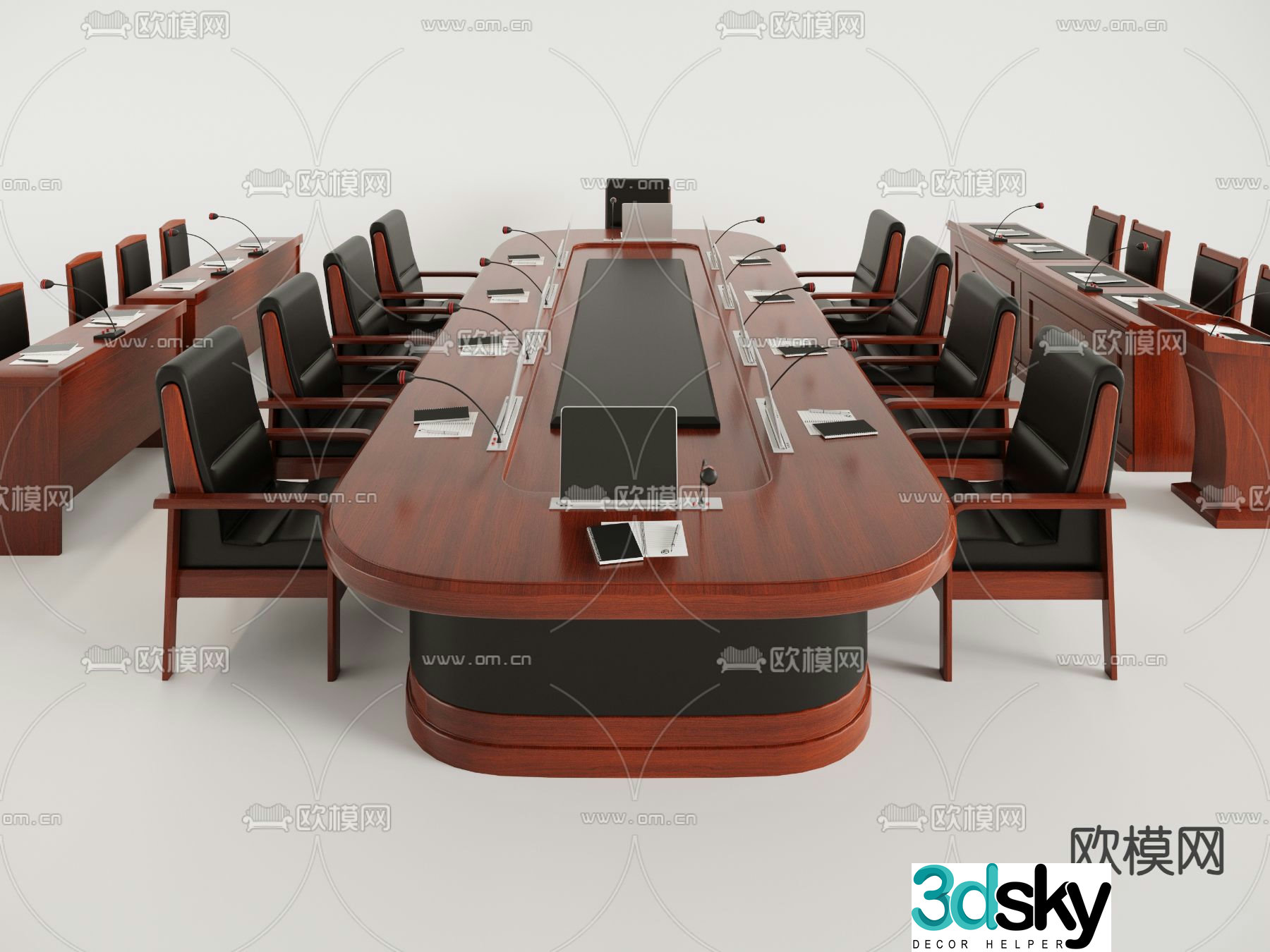 Chinese style conference table conference table 3d model