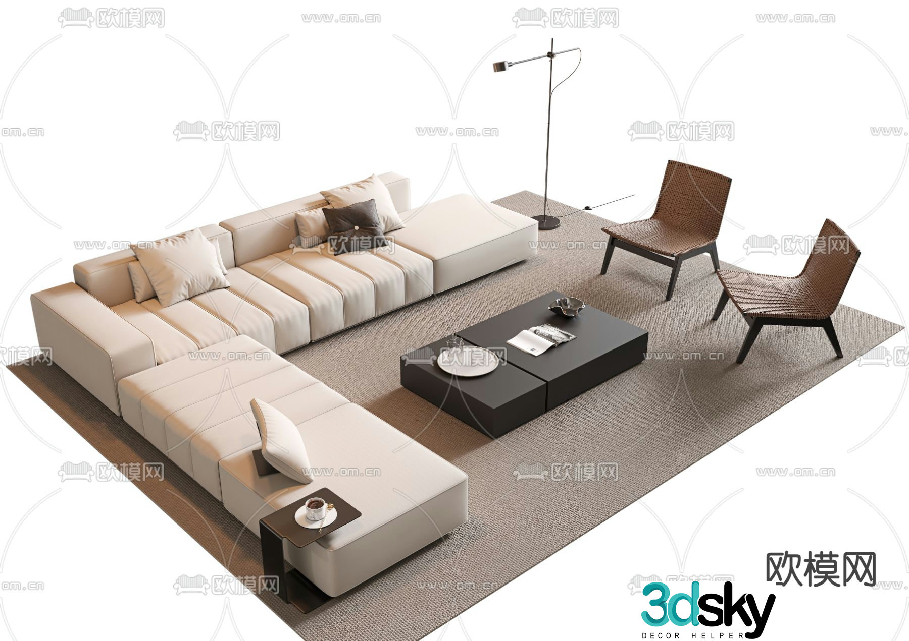 Modern sectional sofa 3d model