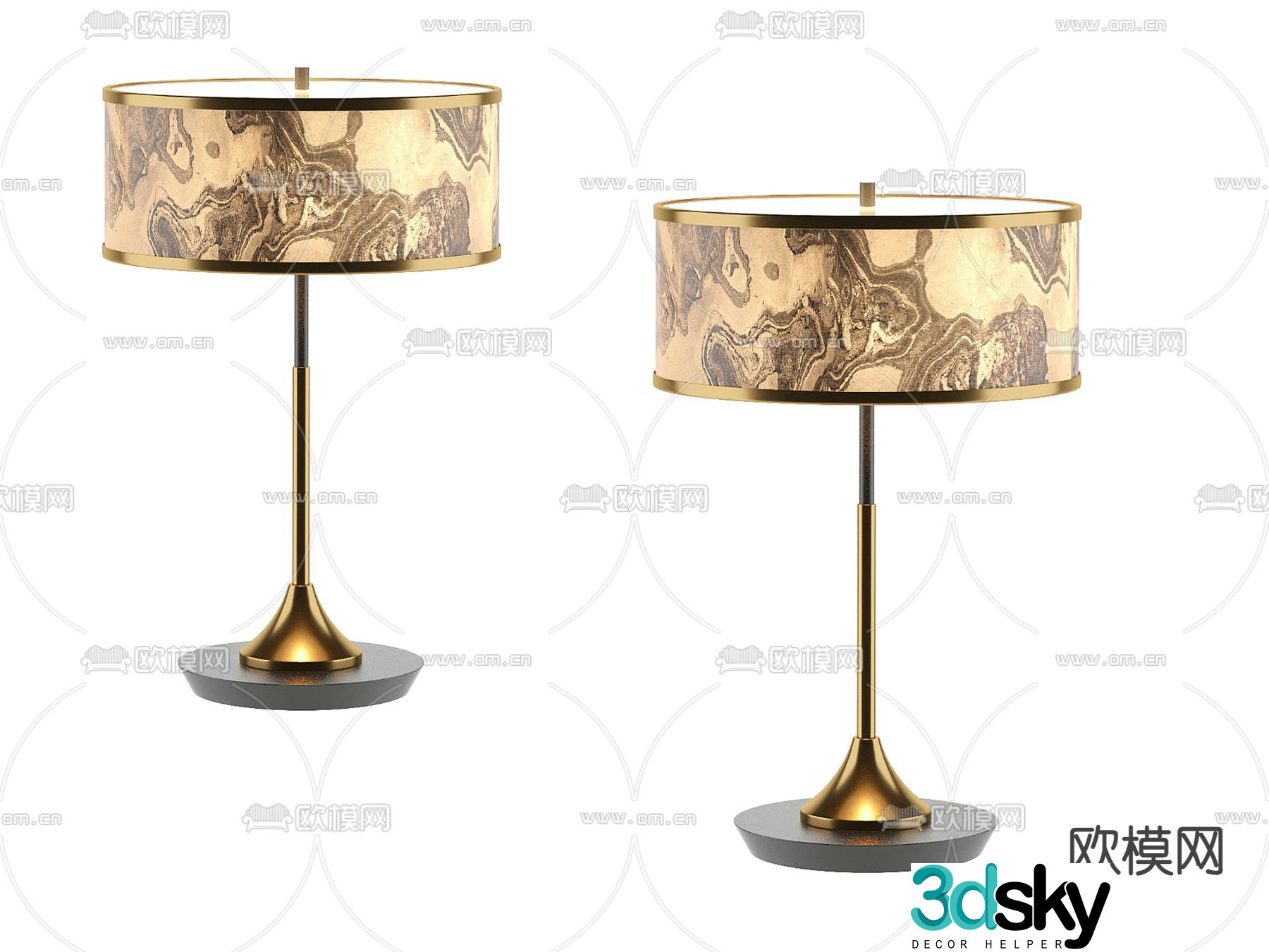 Light luxury desk lamp new Chinese desk lamp 3d model