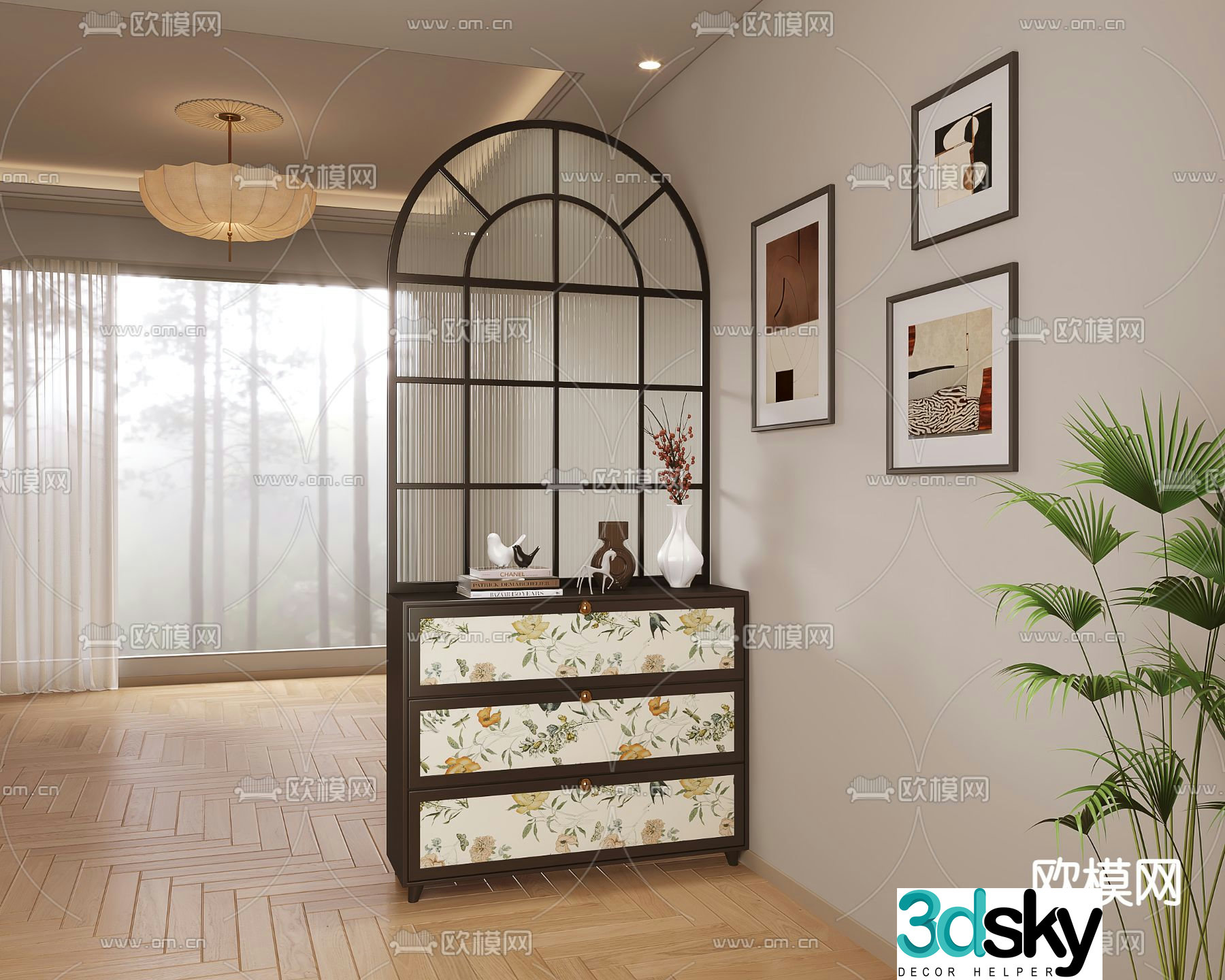 Medieval style shoe cabinet entrance cabinet 3D model
