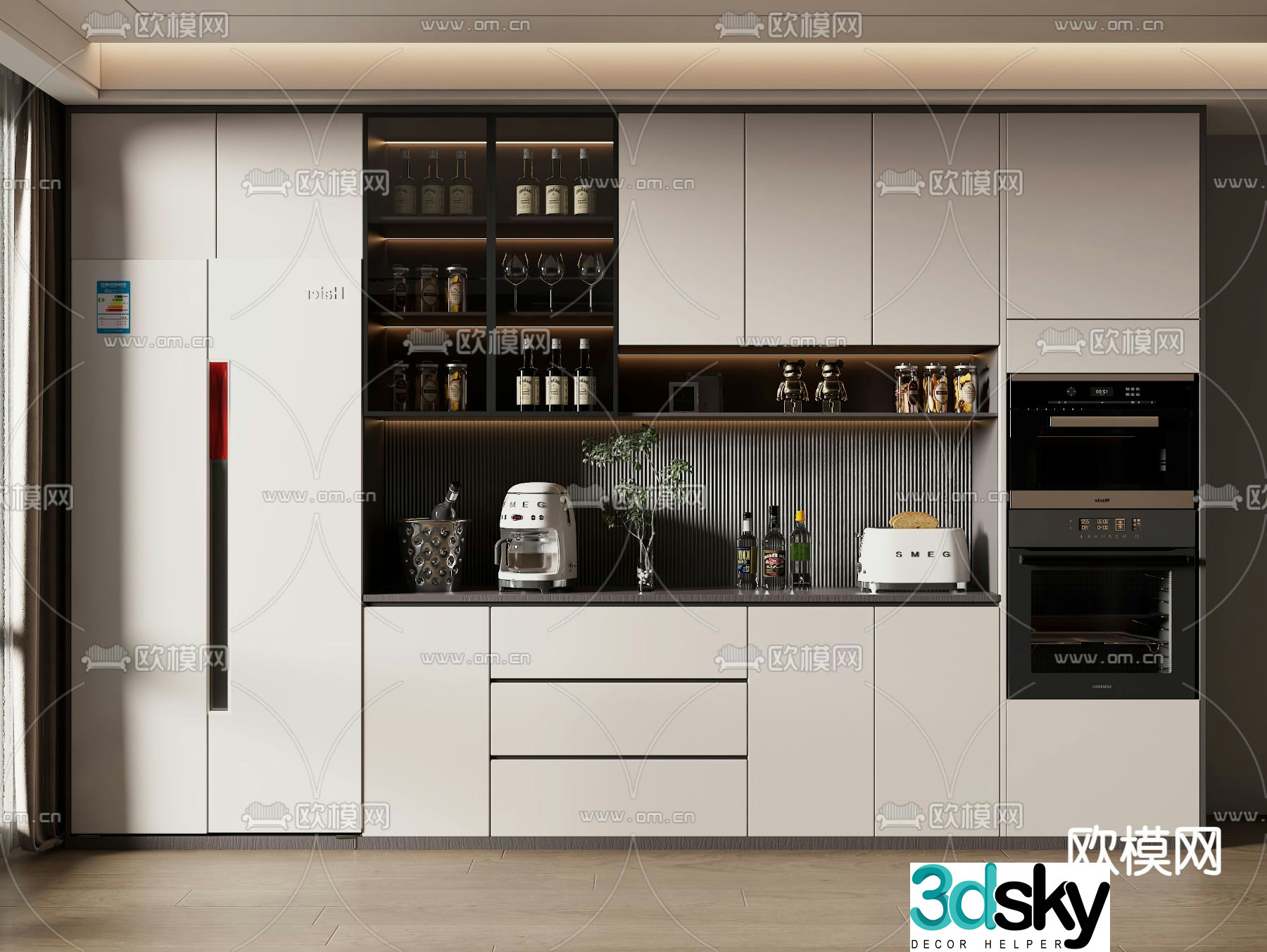 Modern wine cabinet sideboard 3d model