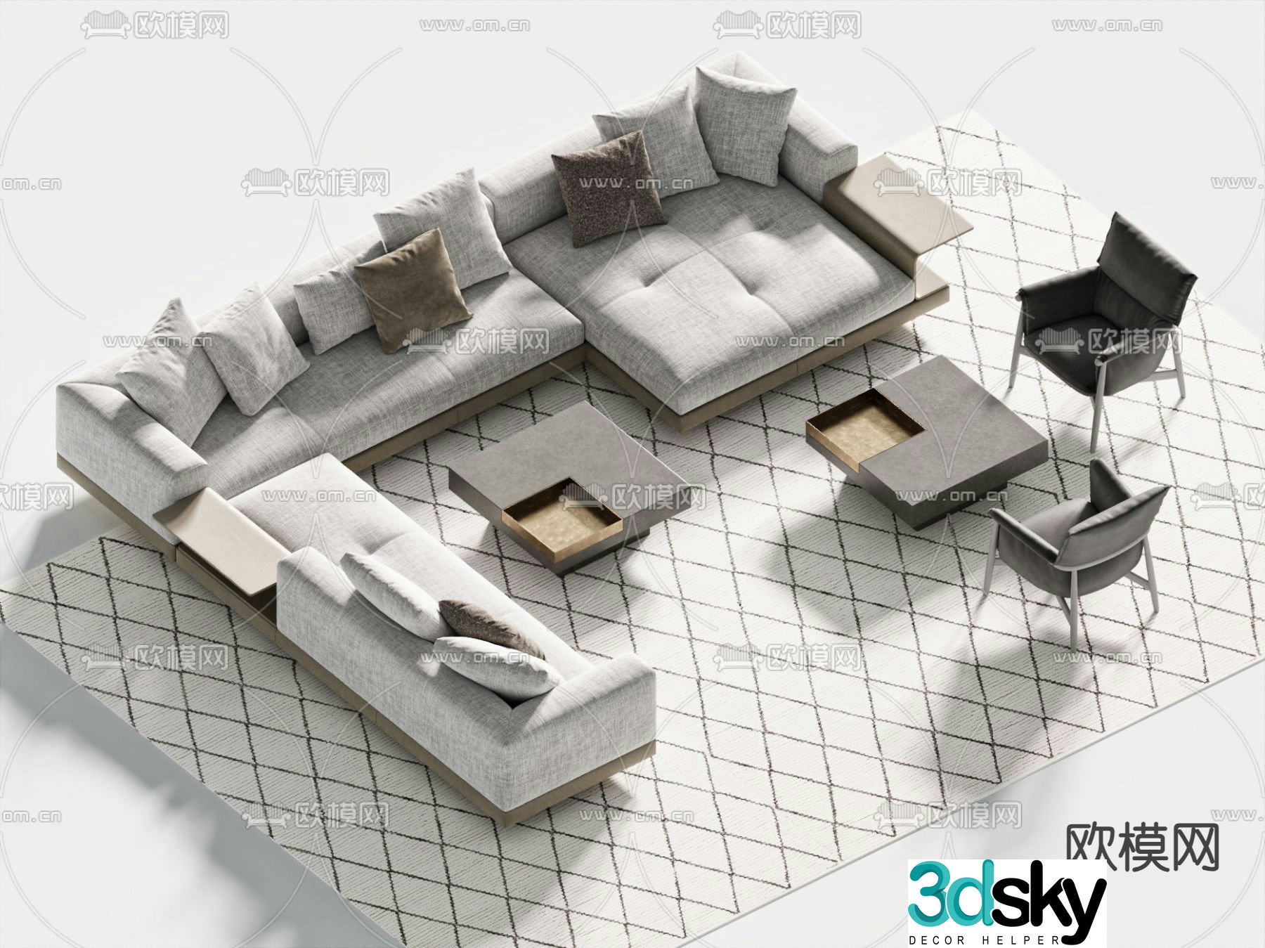 Modern modular sofa corner sofa 3d model