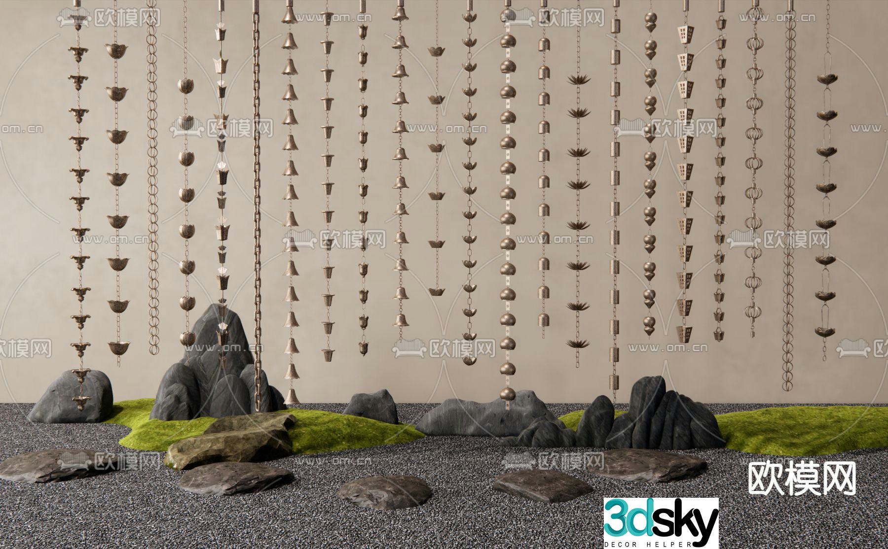 Courtyard rain chain dripping rain chain falling rain chain chain 3D model