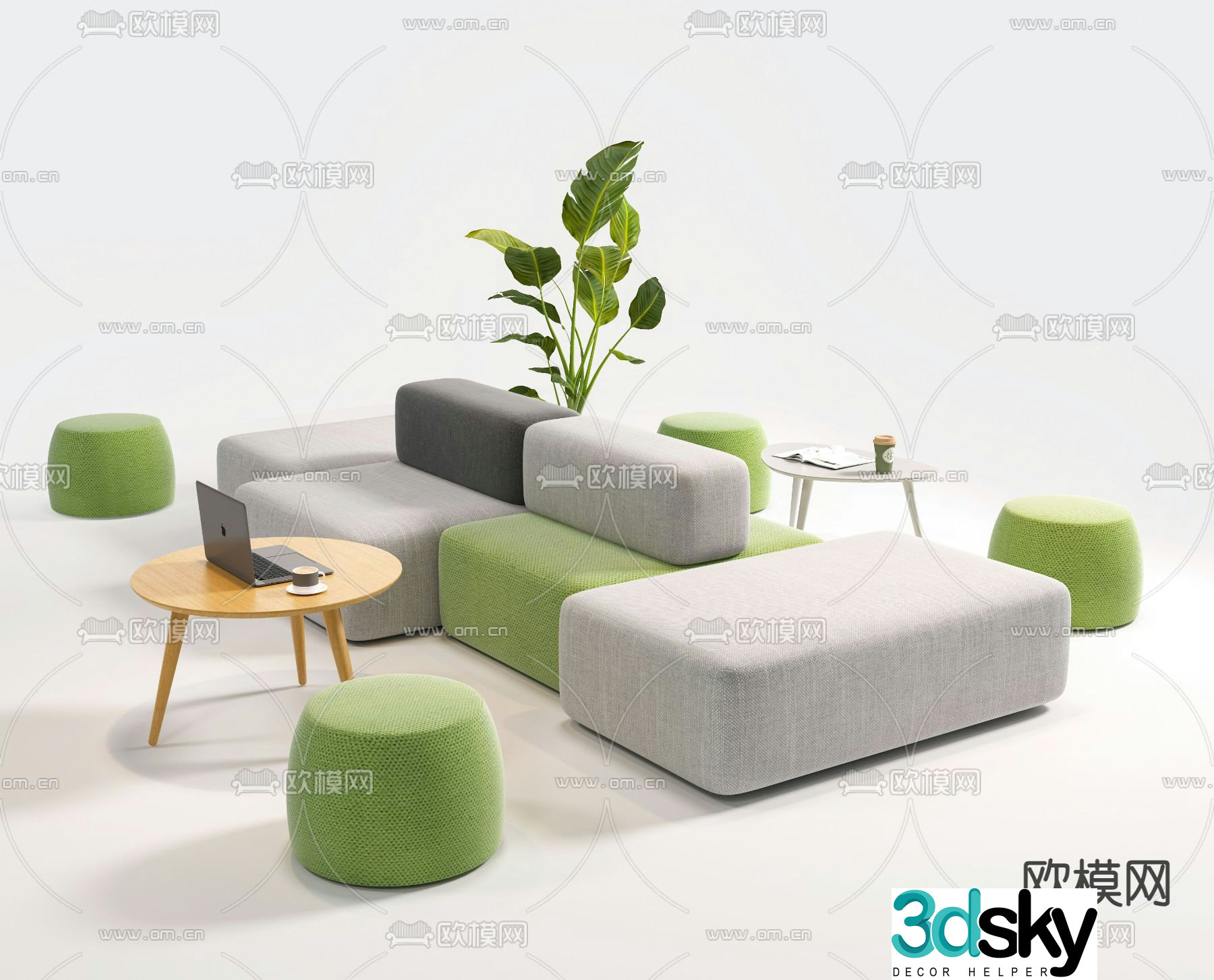 Office sofa public sofa booth sofa 3D model