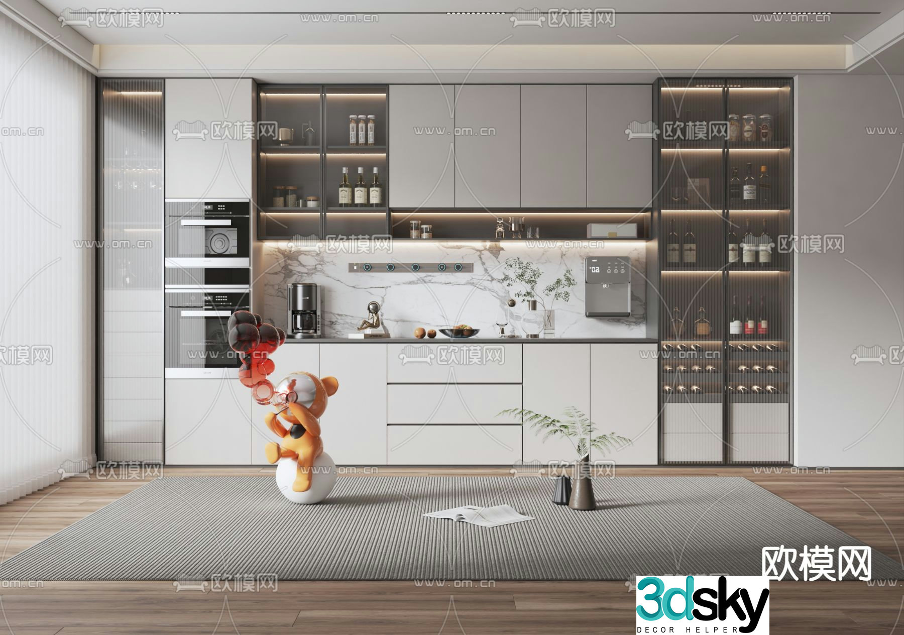 Modern wine cabinet sideboard 3d model