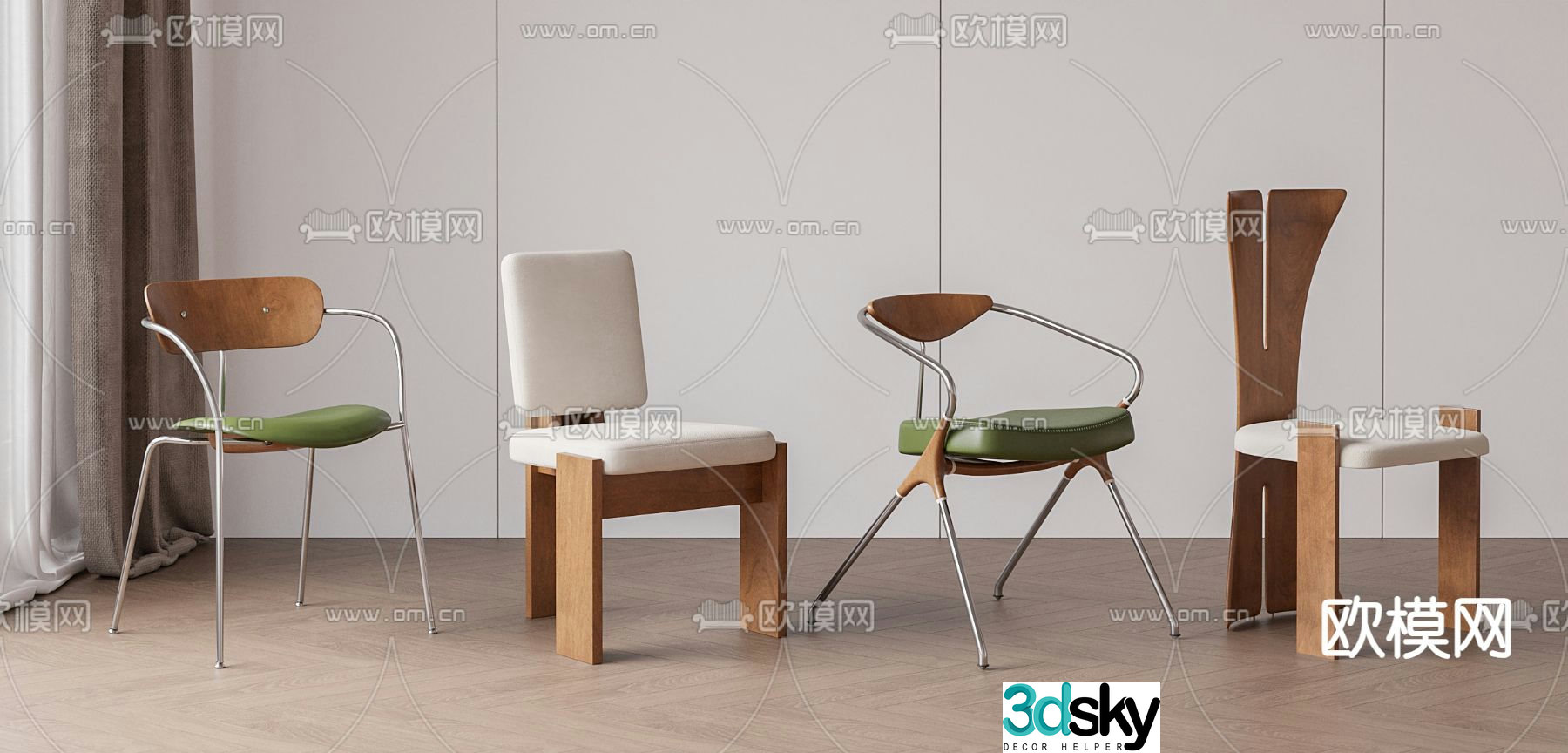 Medieval style chair dining chair 3d model