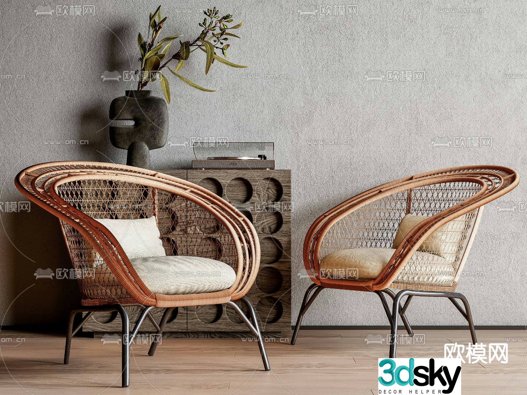 Outdoor chair rattan chair 3d model
