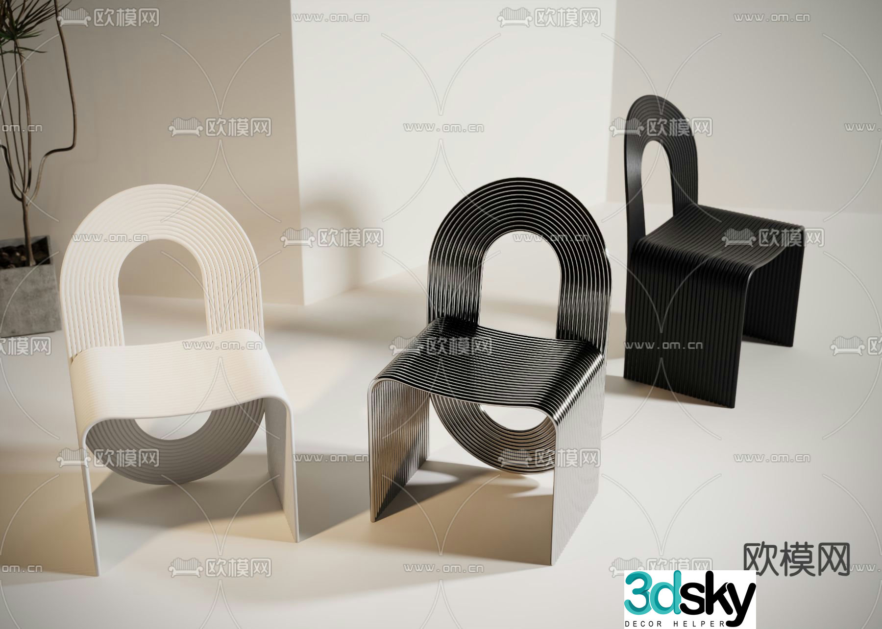 Metal chair dining chair 3d model