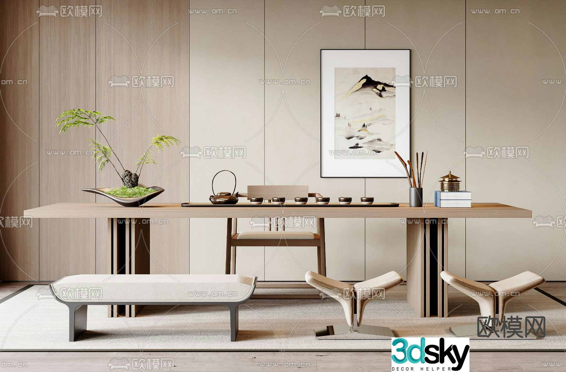 Modern tea table tea table 3d model