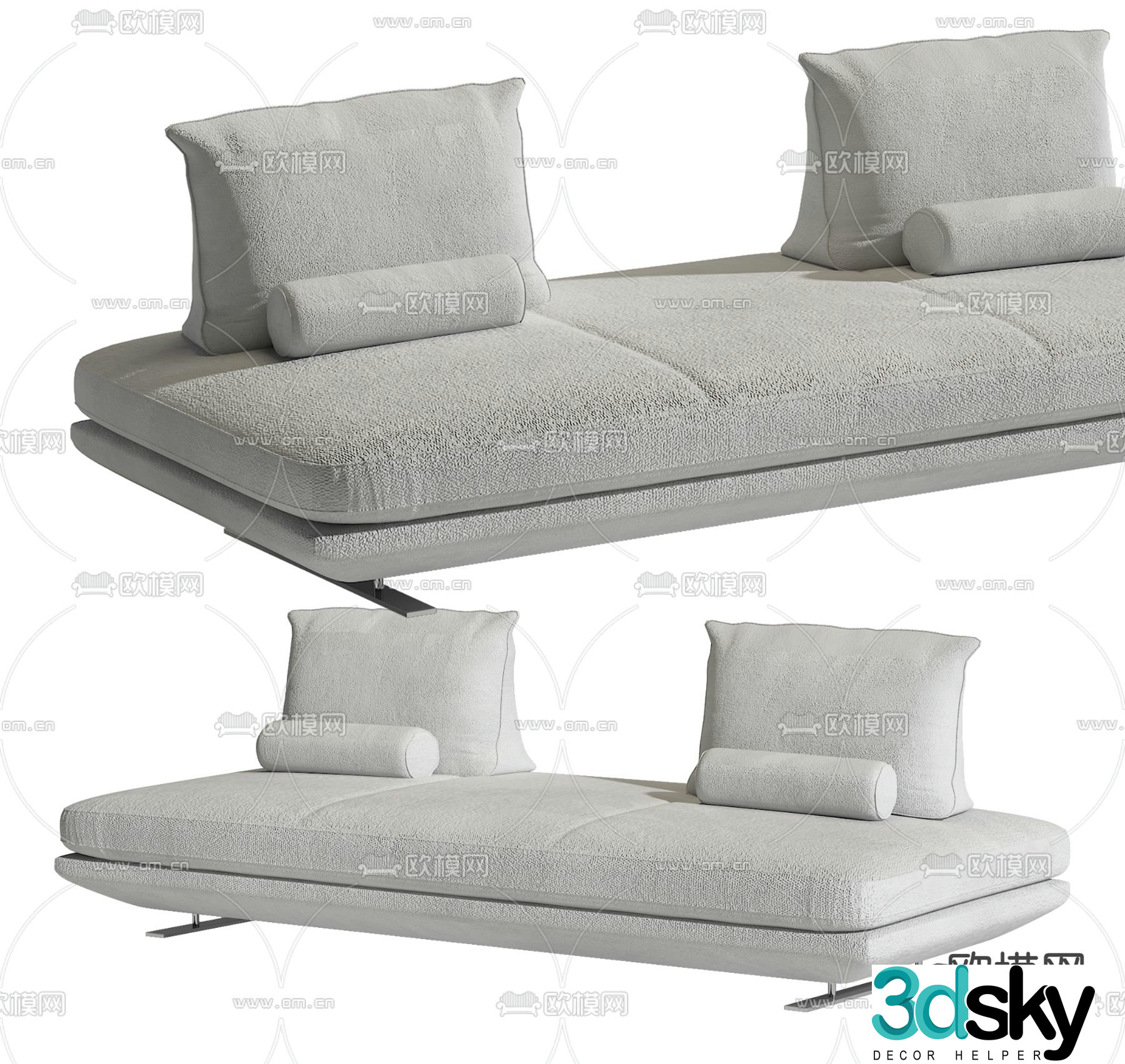 Double sofa upholstered sofa 3d model