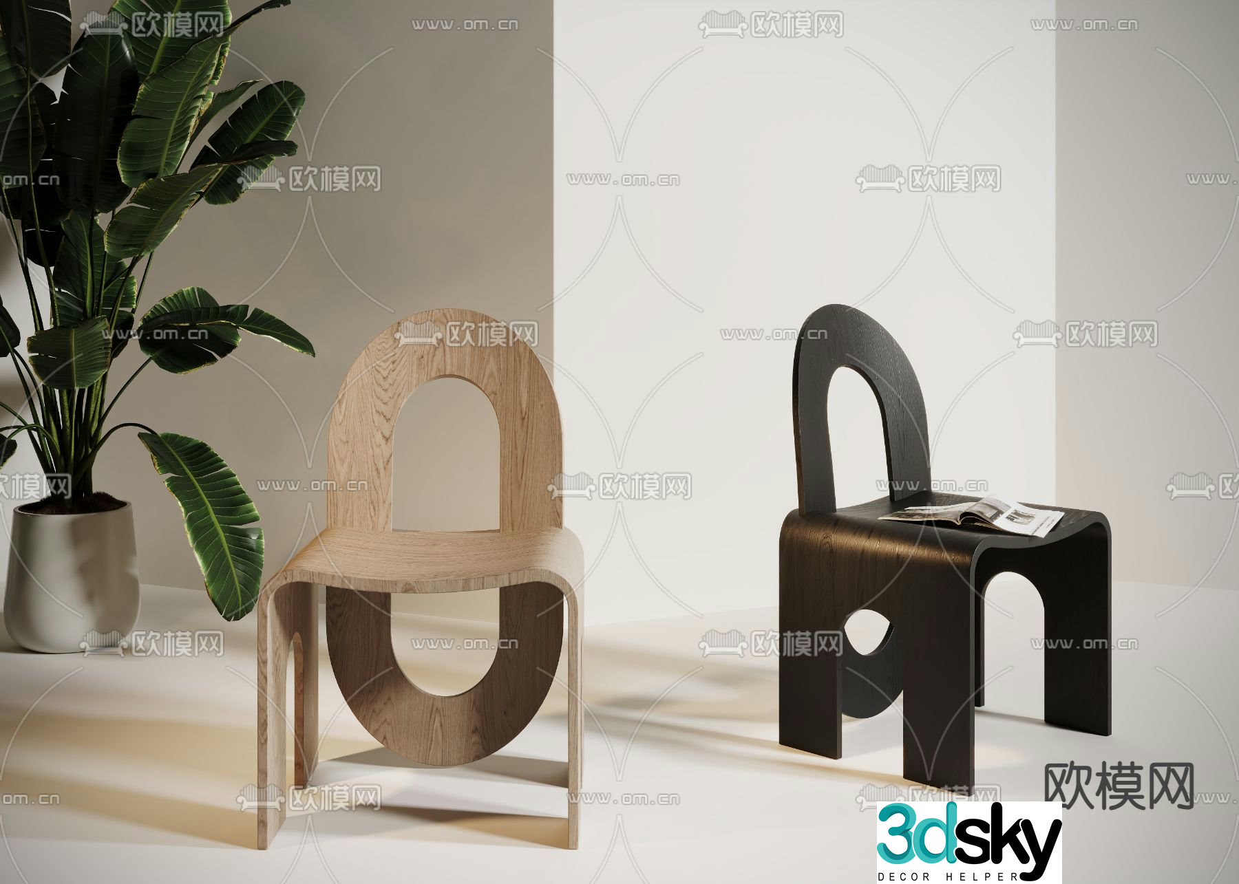 Wabi-sabi chair dining chair 3d model
