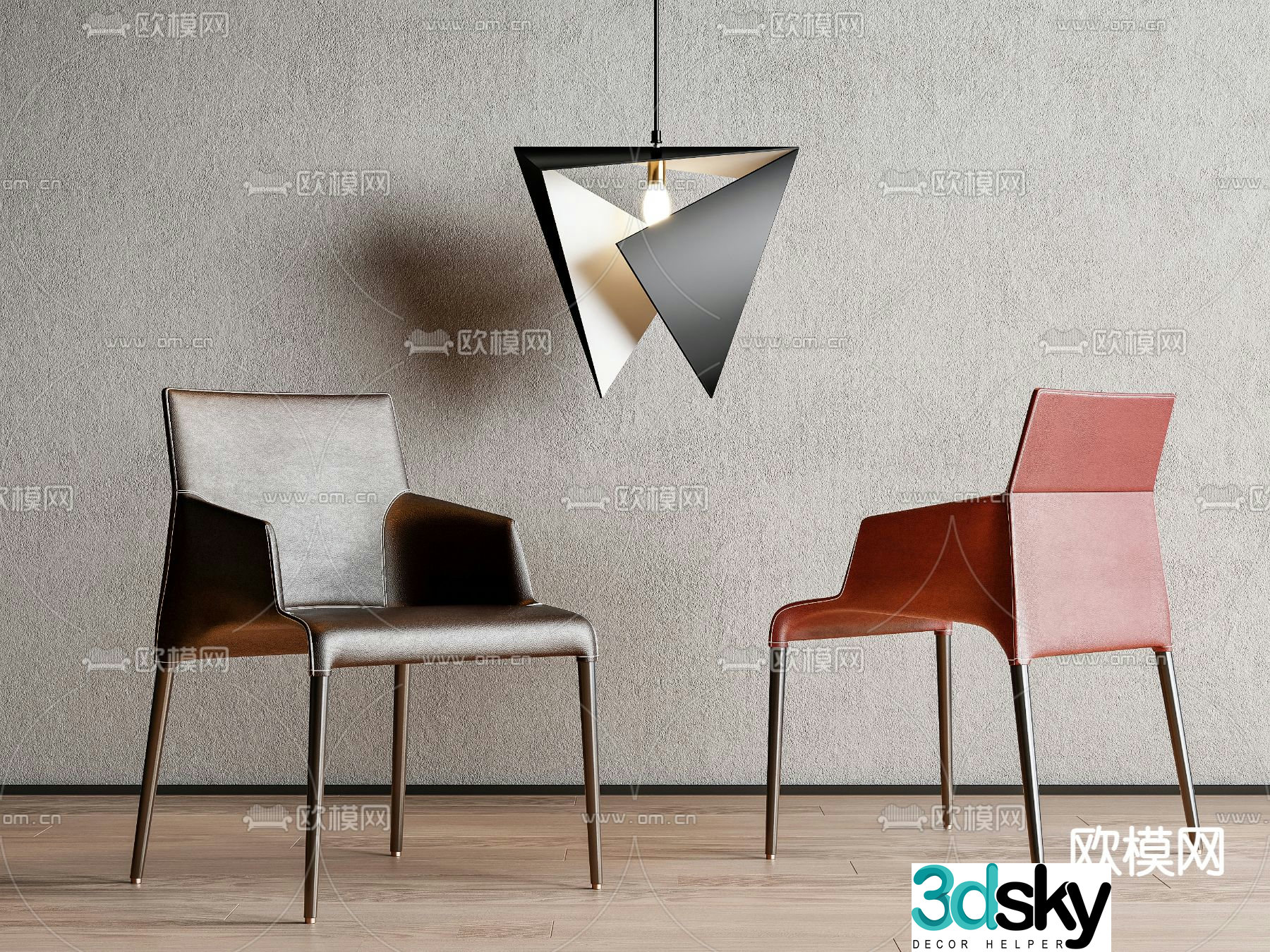 leather chair dining chair 3d model