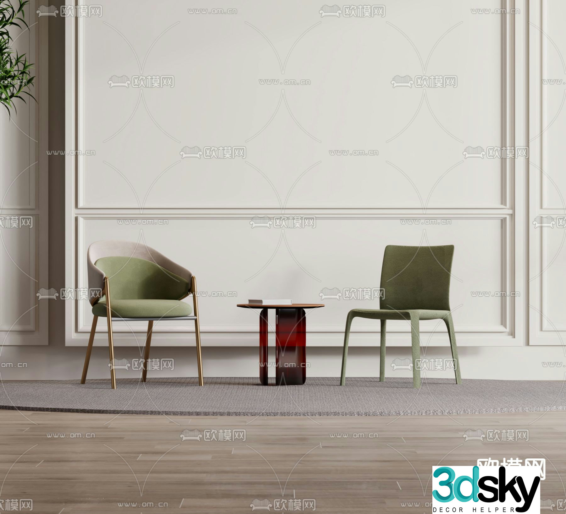Modern chair dining chair table 3d model