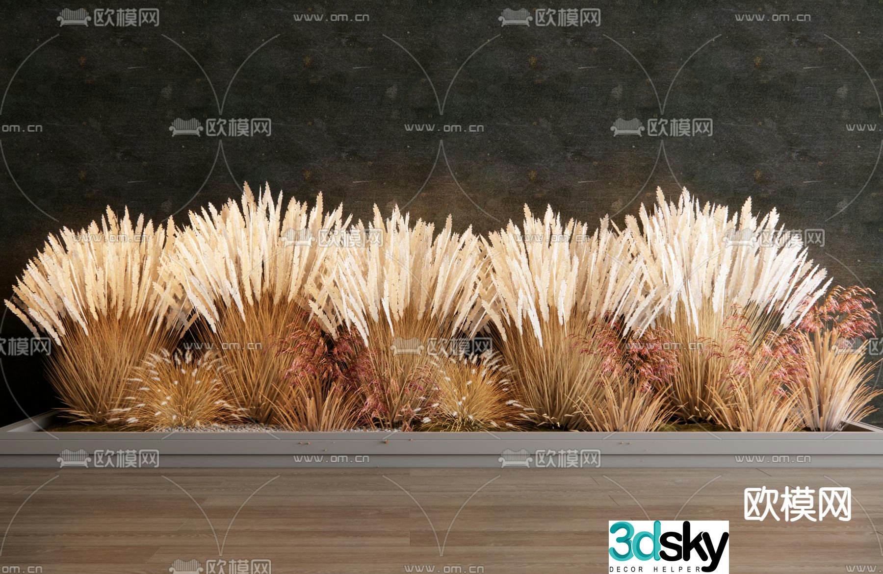 reed tree pond plant pile 3d model
