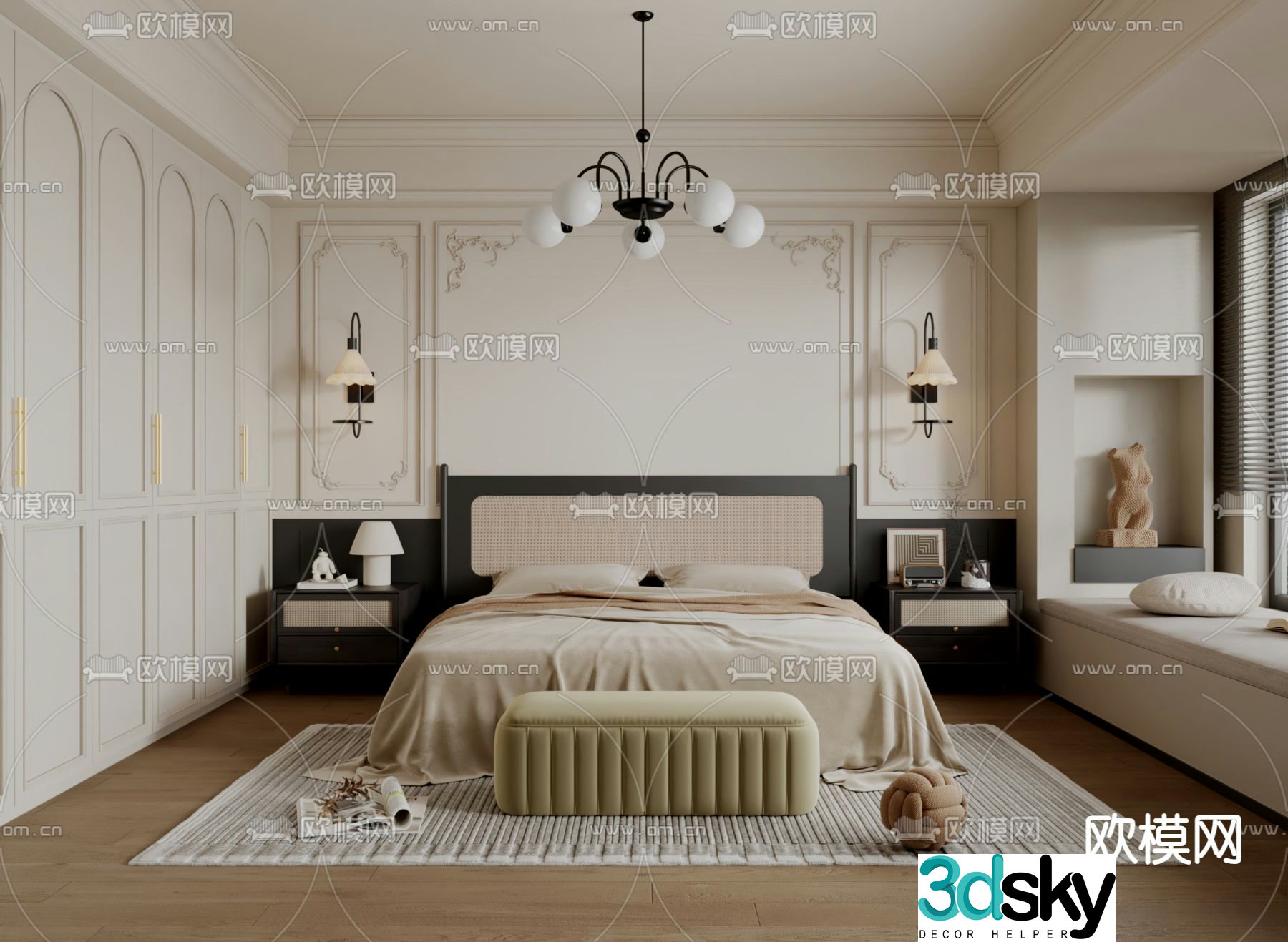 French bedroom master room 3d model