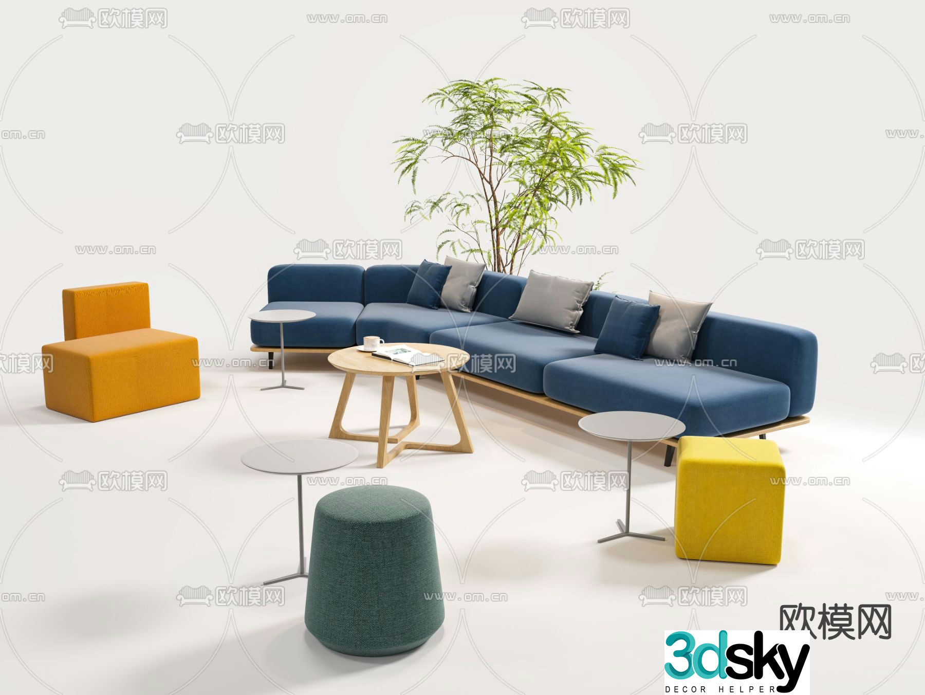 Office sofa lobby sofa public sofa 3d model