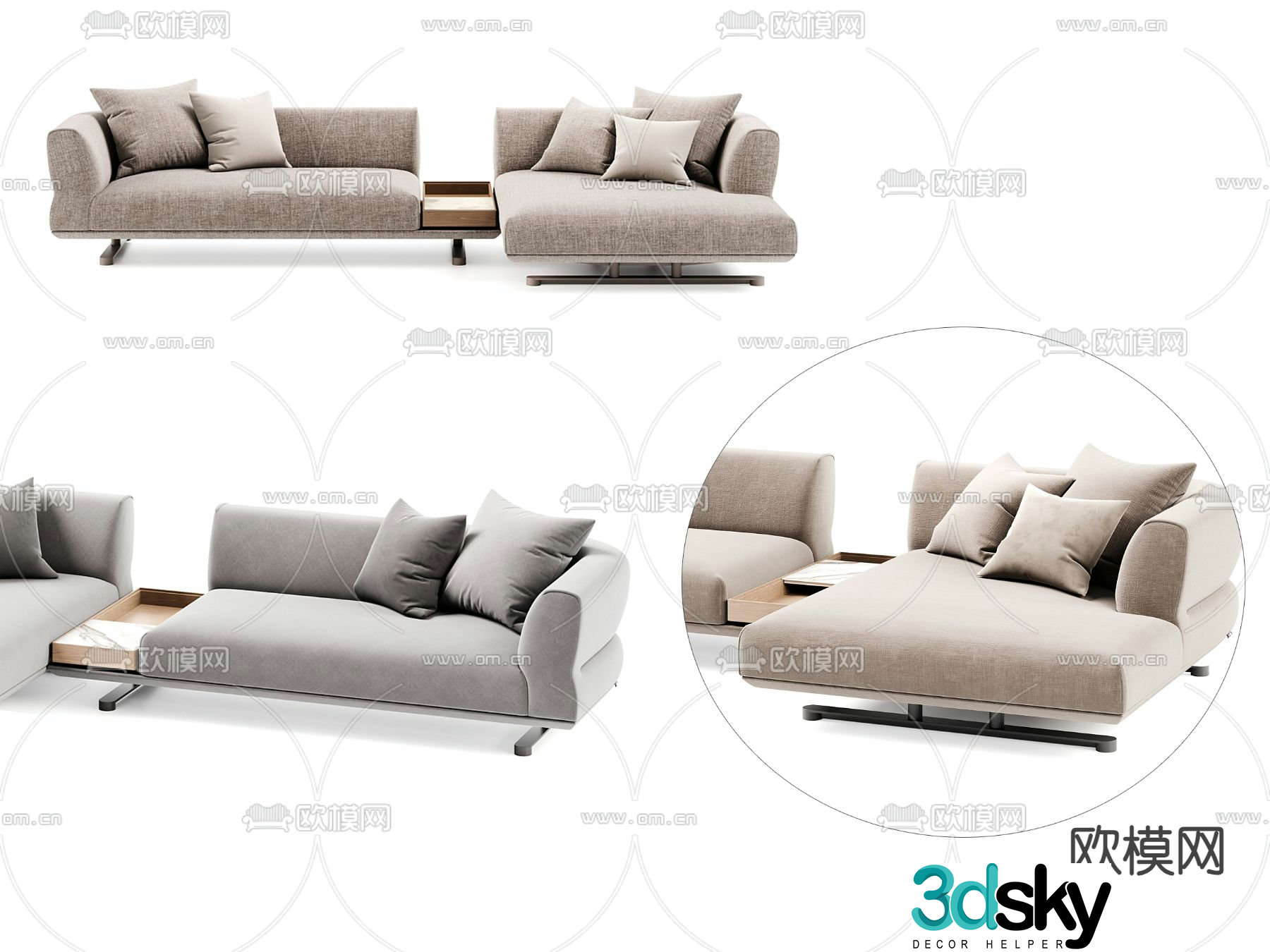 Double sofa upholstered sofa 3d model