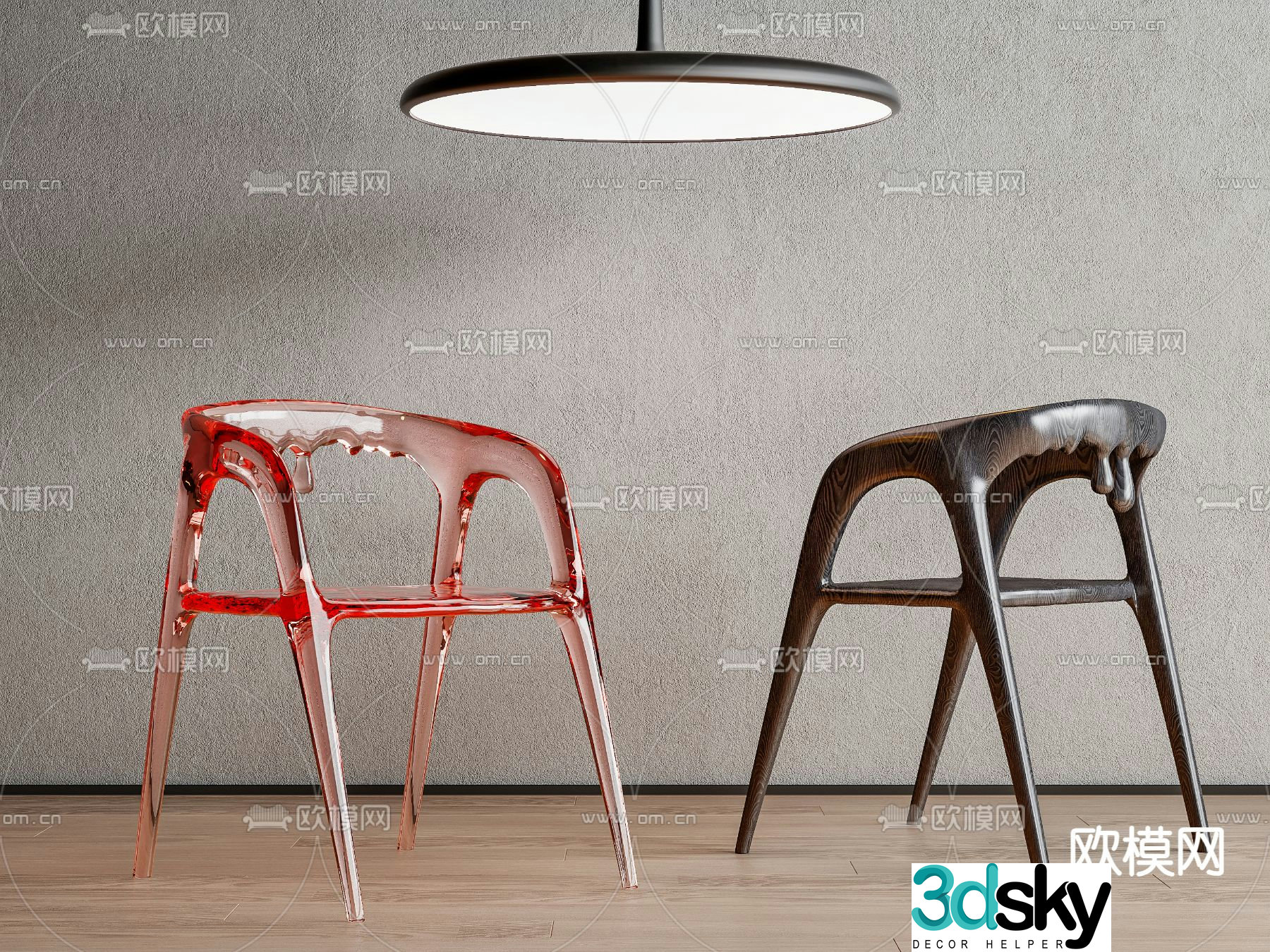 Acrylic chair dining chair 3d model