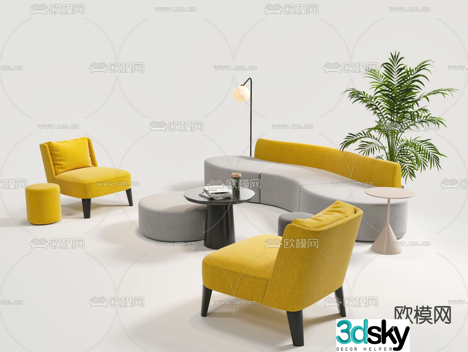Office sofa lobby sofa public sofa 3d model