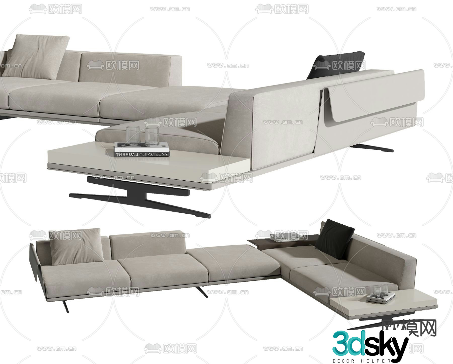 Multi-person sofa corner sofa 3d model