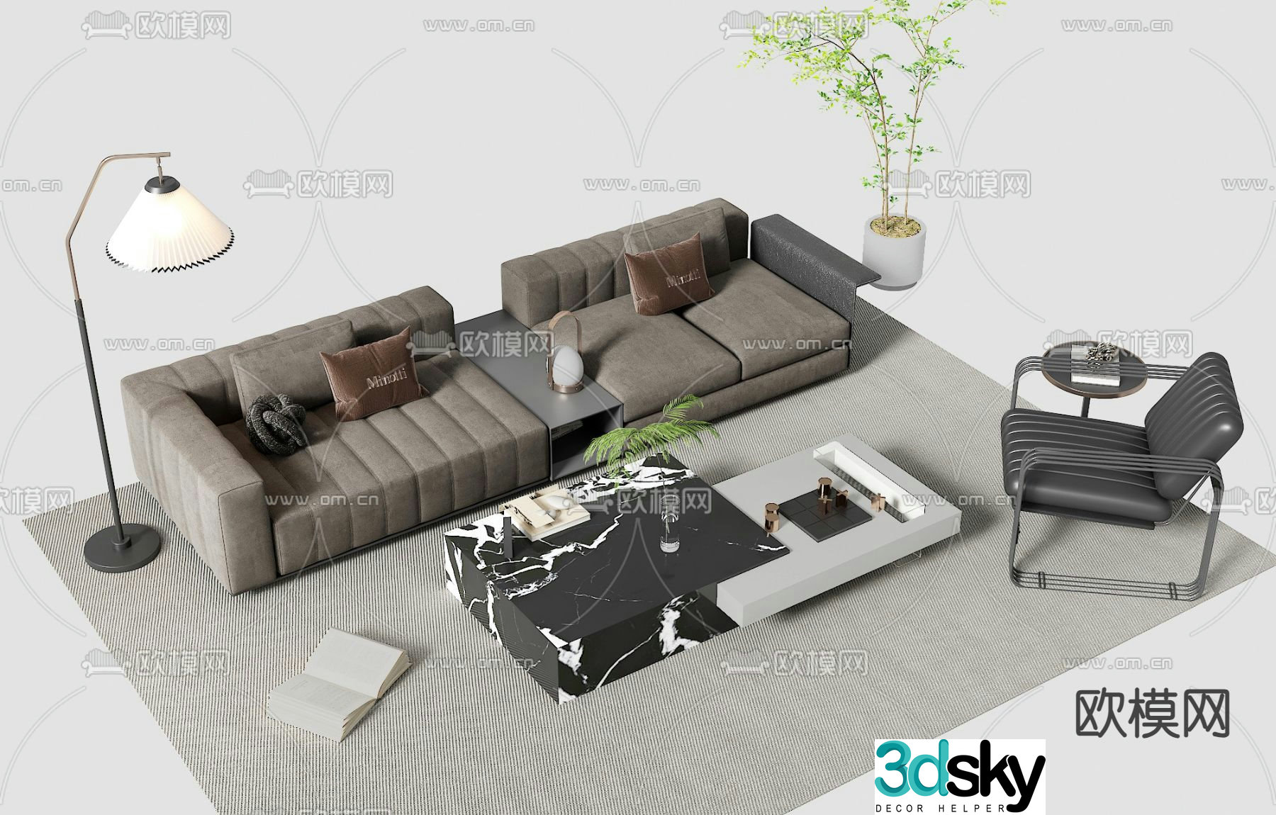 Modern sectional sofa 3d model